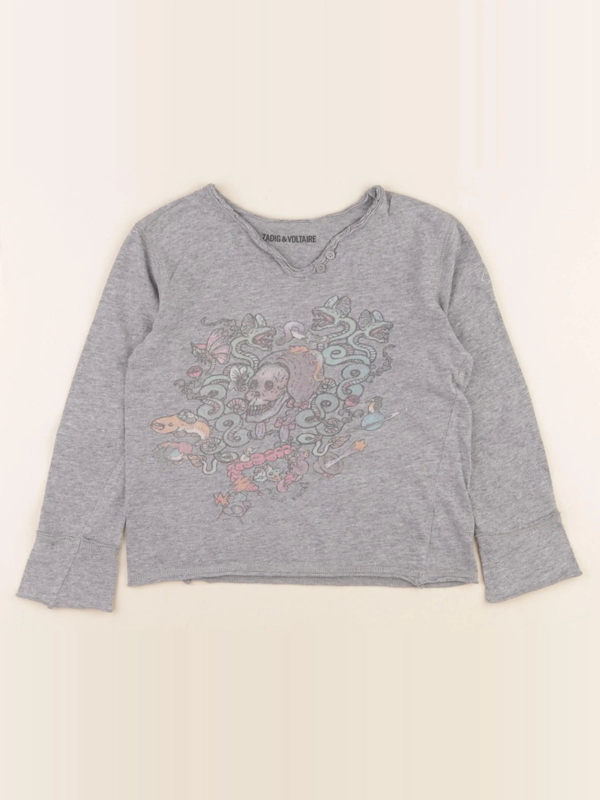 Zadig & Voltaire - tee-shirt gris - 6 ans