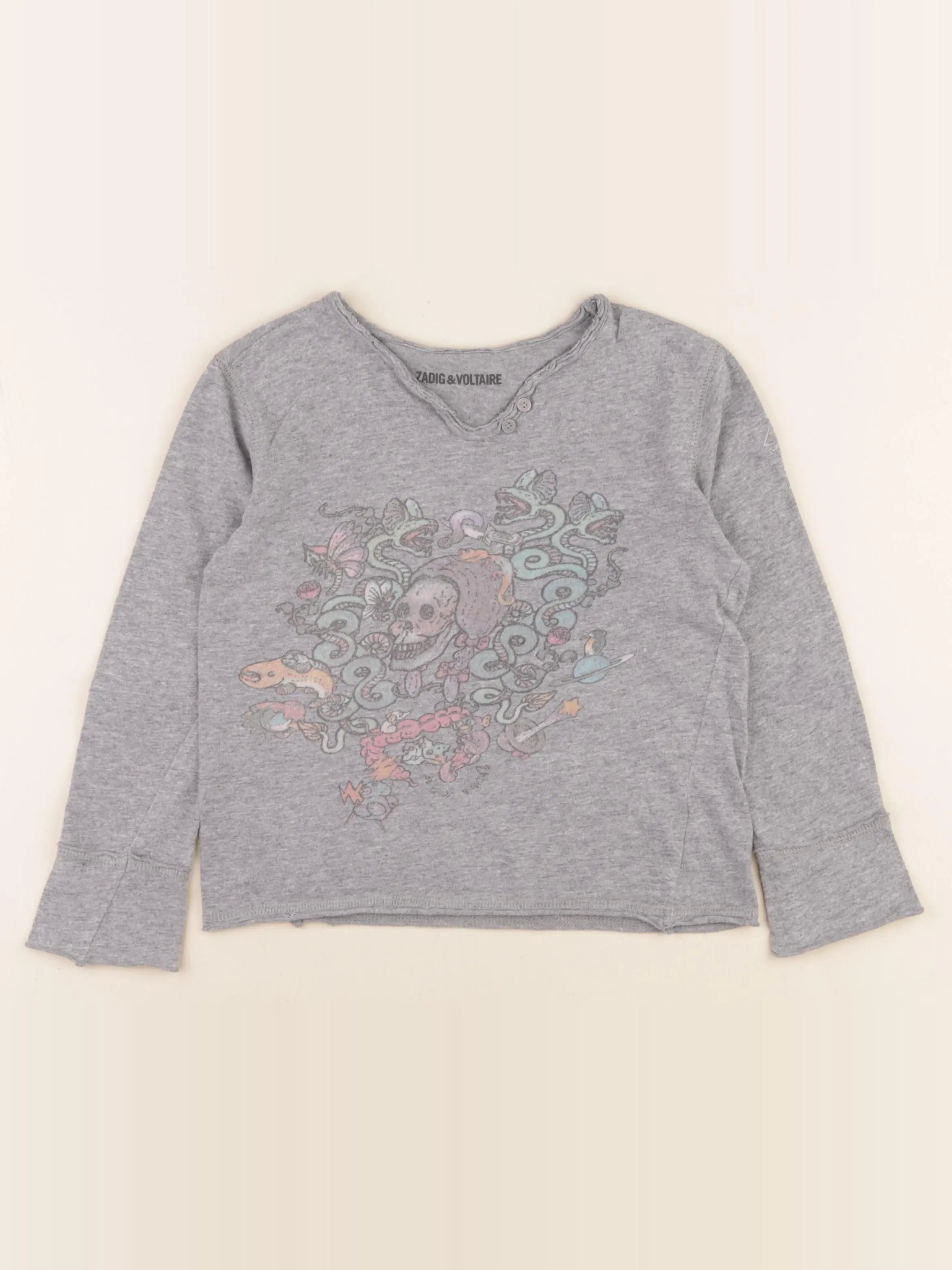 Zadig & Voltaire - tee-shirt gris - 6 ans