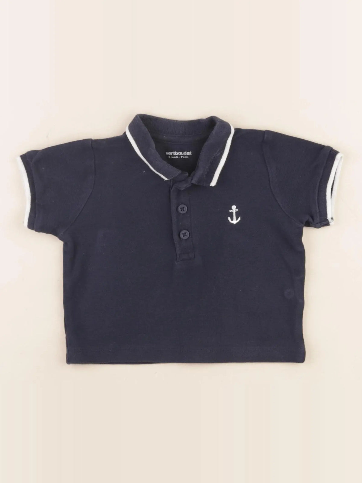 Vertbaudet - polo bleu - 9 mois