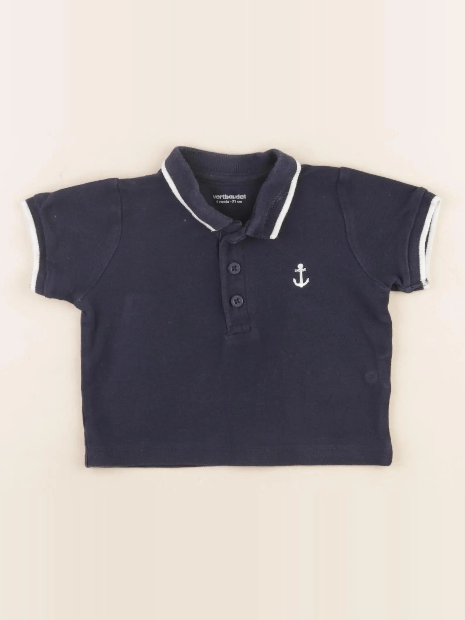 Vertbaudet - polo bleu - 9 mois