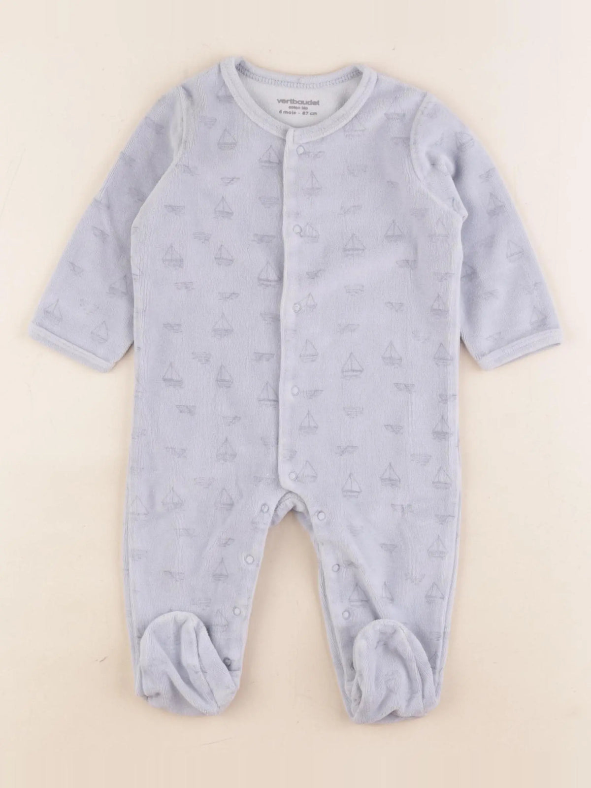 Vertbaudet - pyjama velours bleu - 6 mois