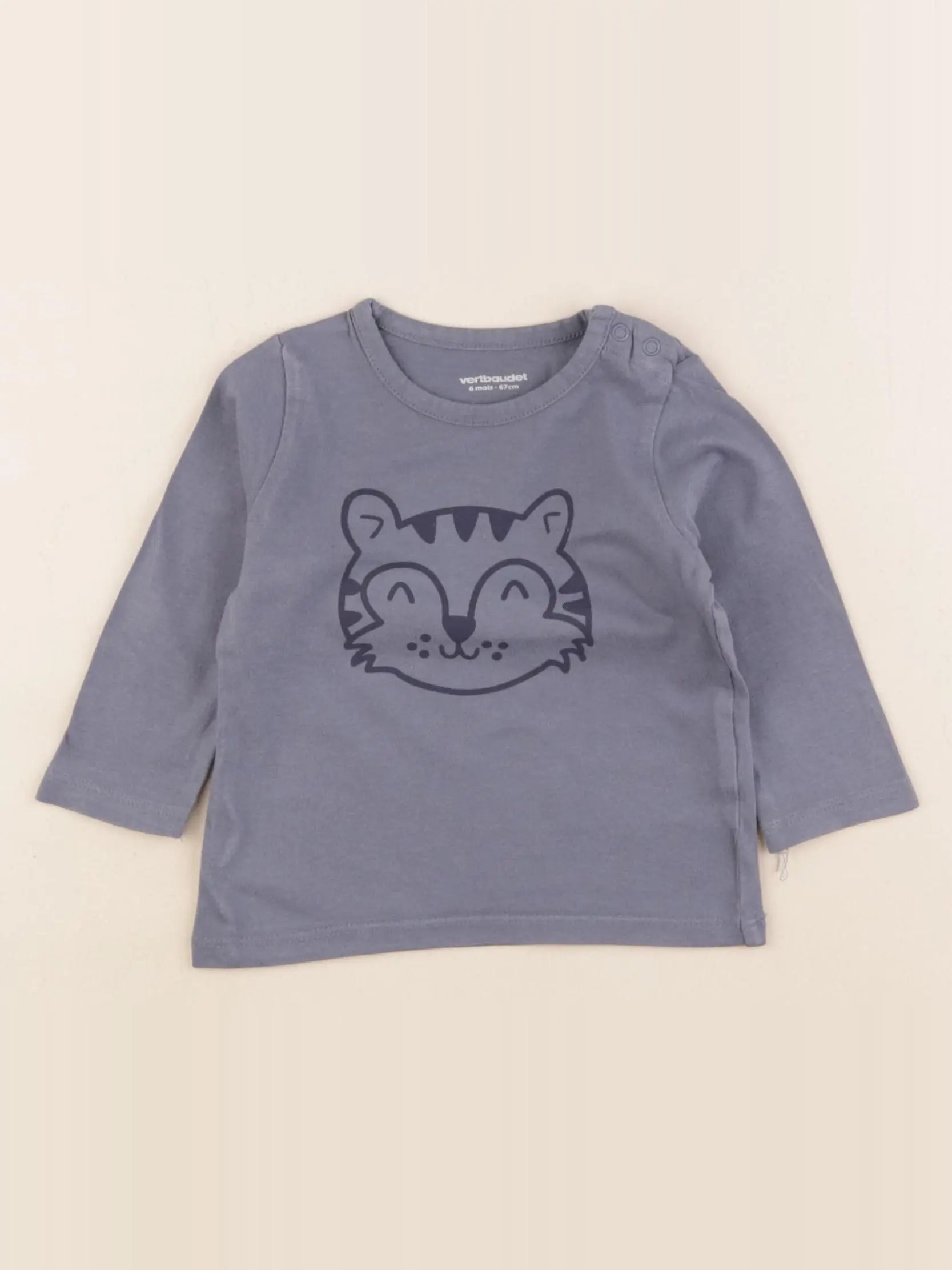Vertbaudet - tee-shirt bleu - 6 mois