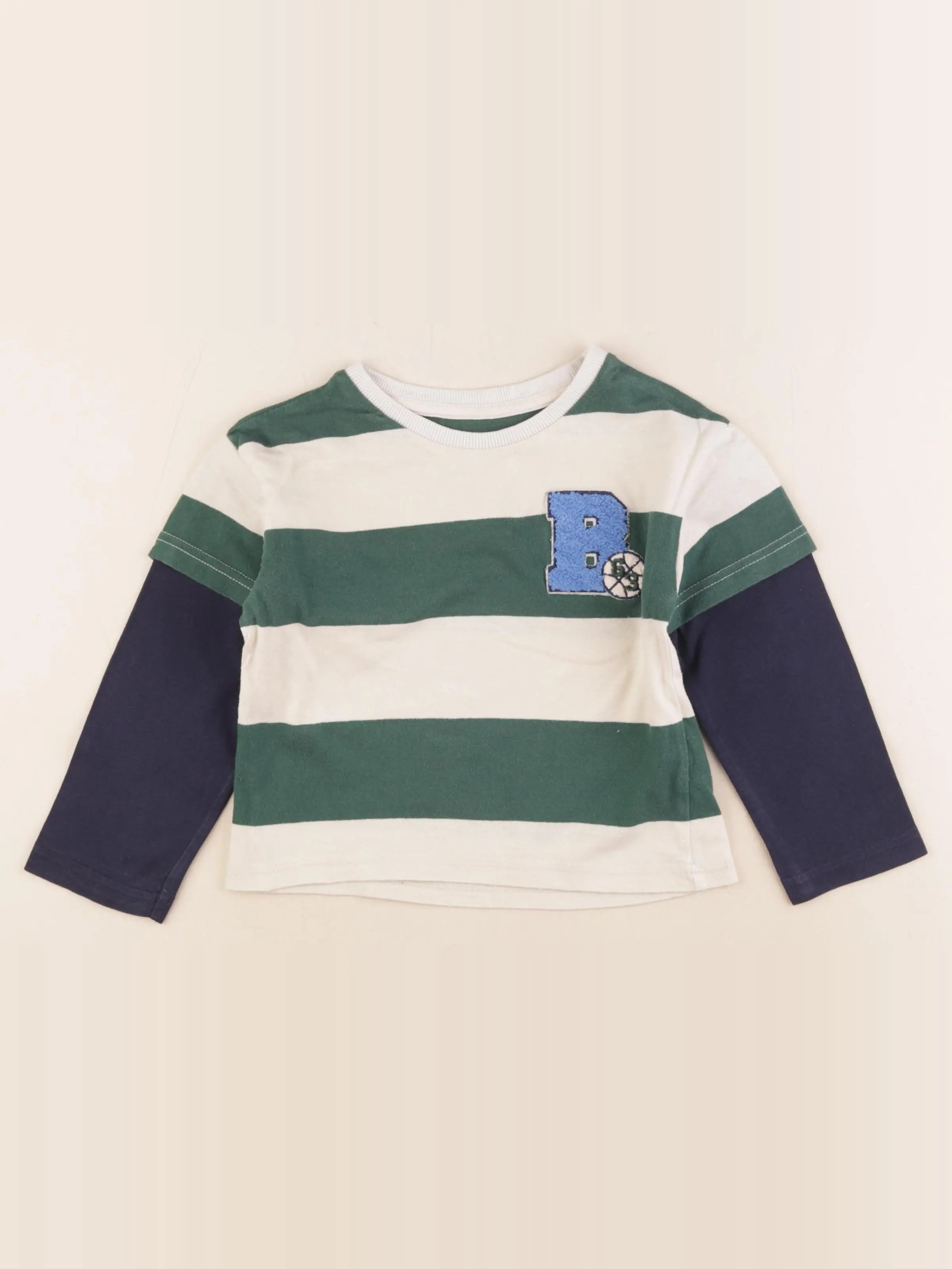 Vertbaudet - tee-shirt bleu, vert - 4 ans