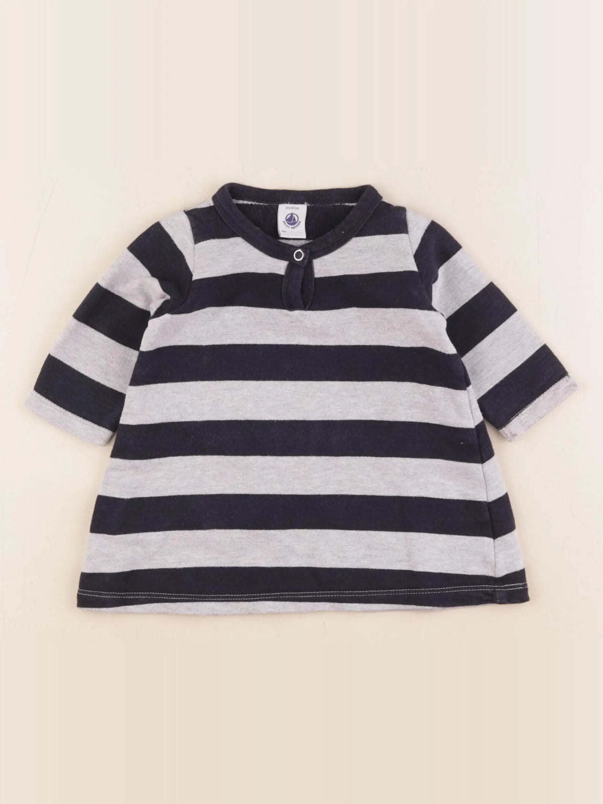 Petit Bateau - robe bleu, gris - 6 mois