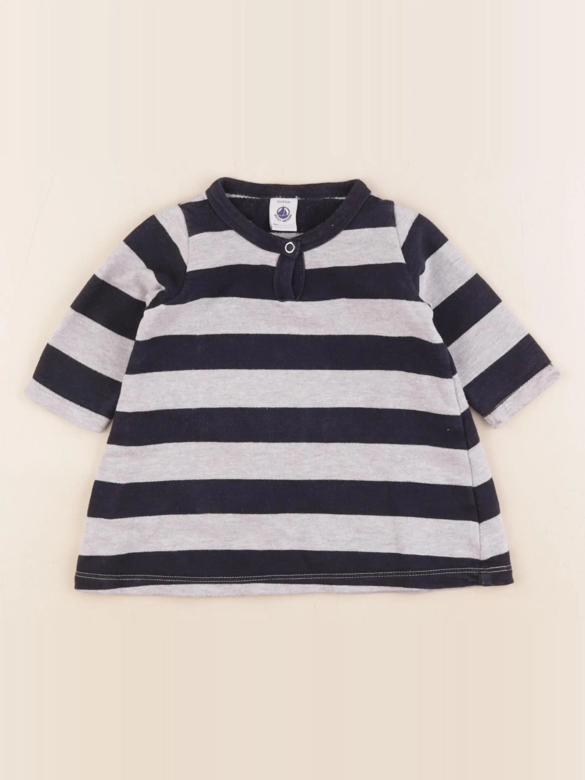 Petit Bateau - robe bleu, gris - 6 mois