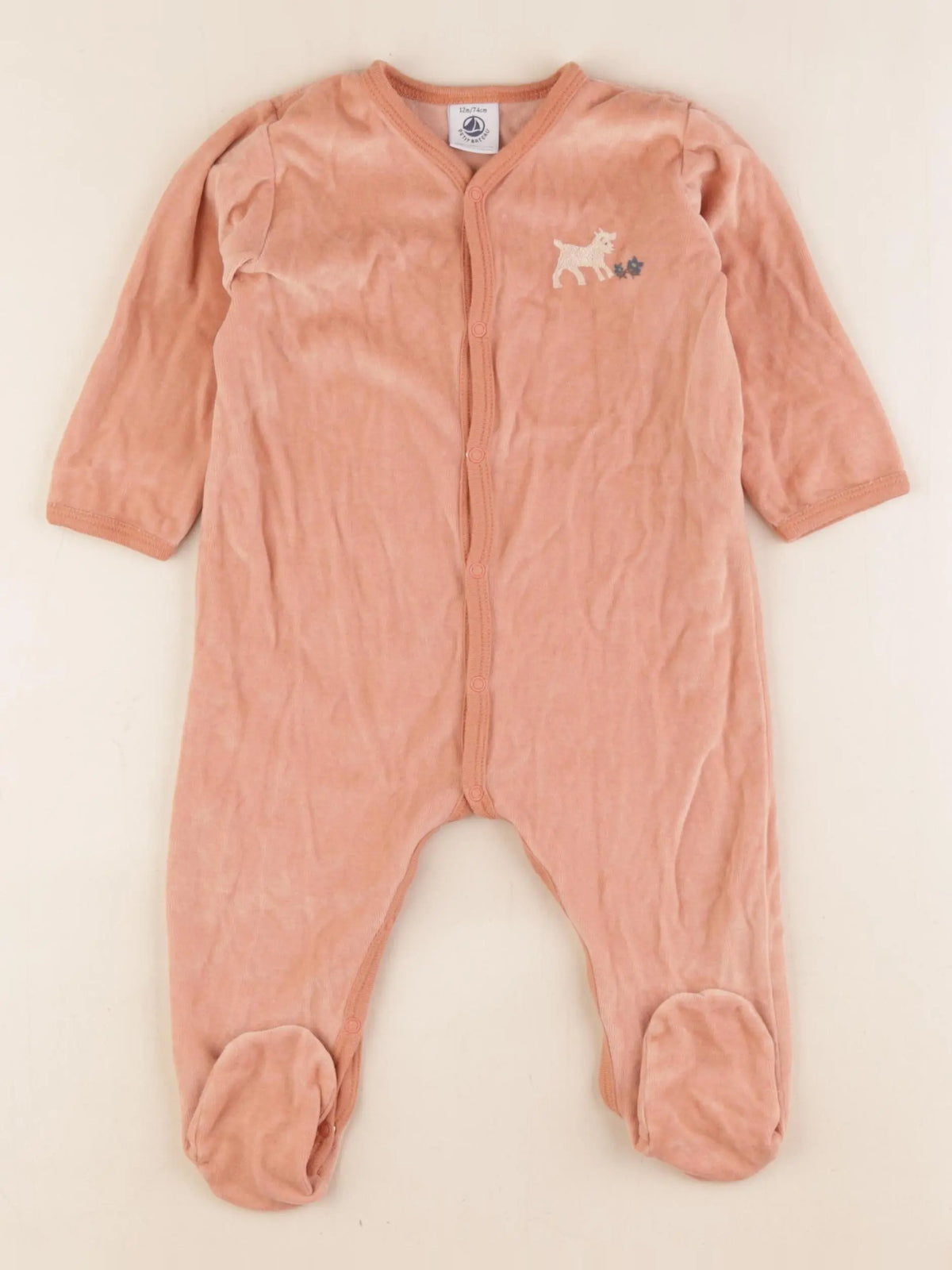 Petit Bateau - pyjama velours orange - 12 mois