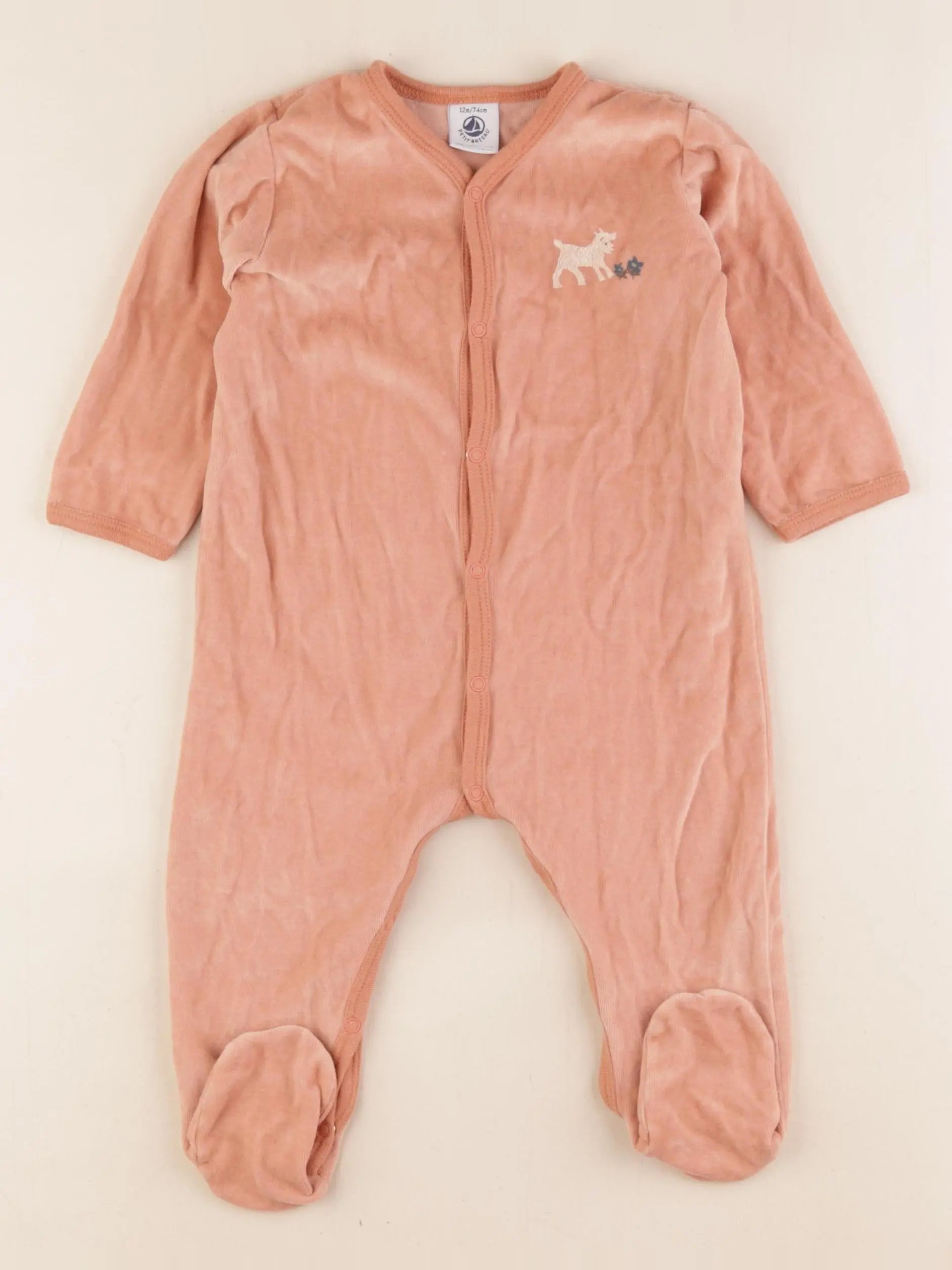 Petit Bateau - pyjama velours orange - 12 mois