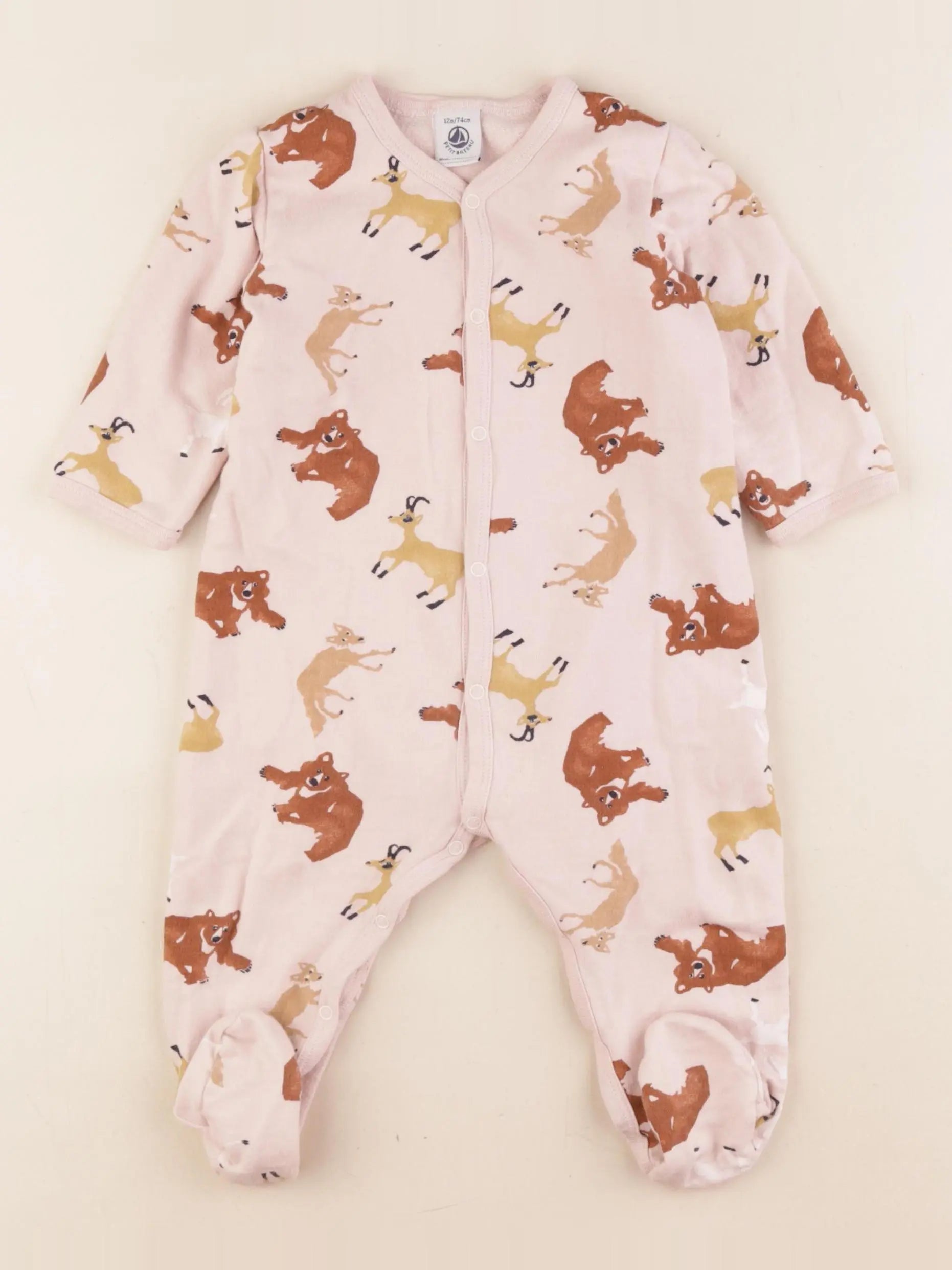 Petit Bateau - pyjama coton rose - 12 mois