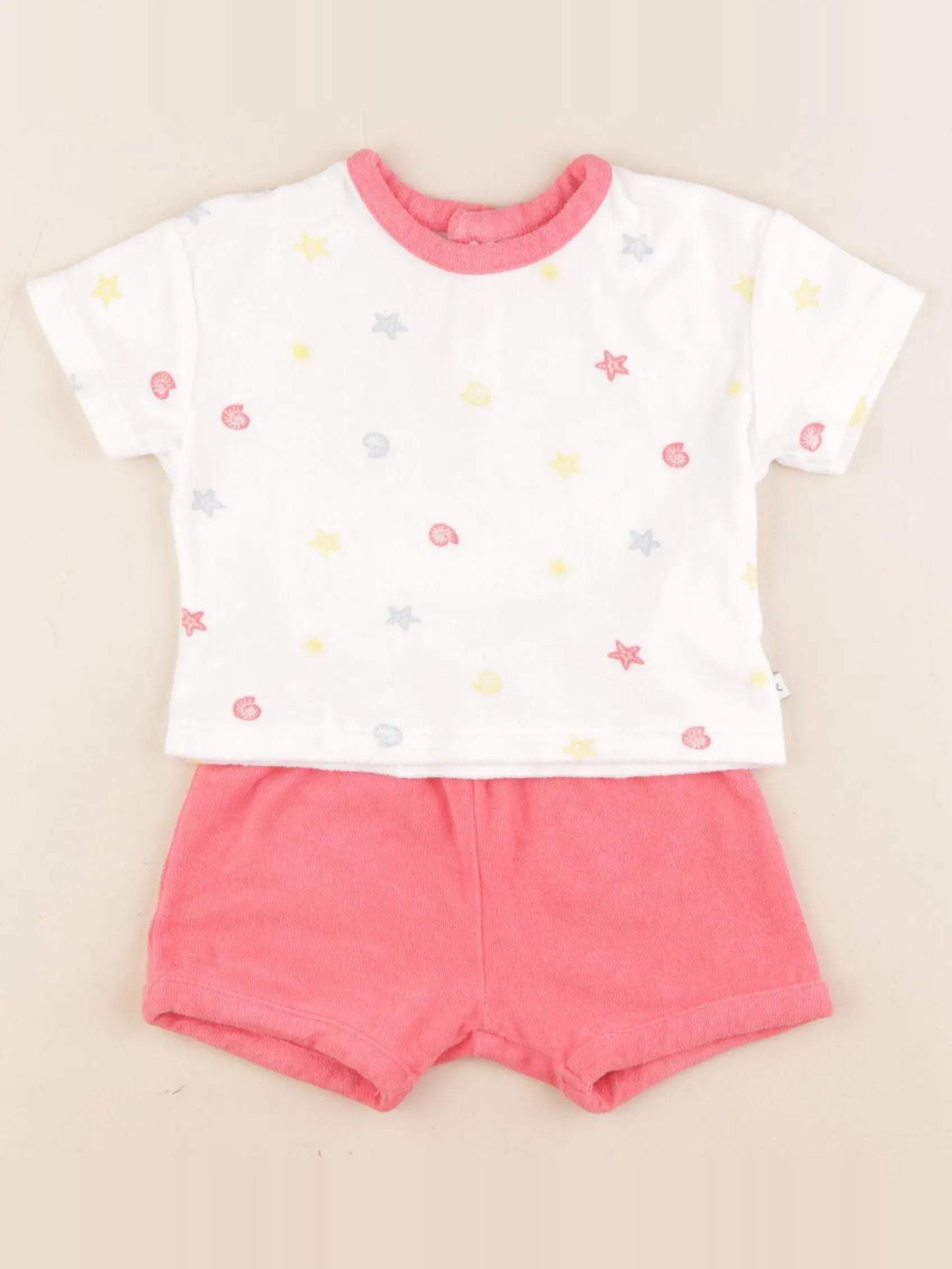 Cadet Rousselle - ensemble blanc, rose - 6 mois