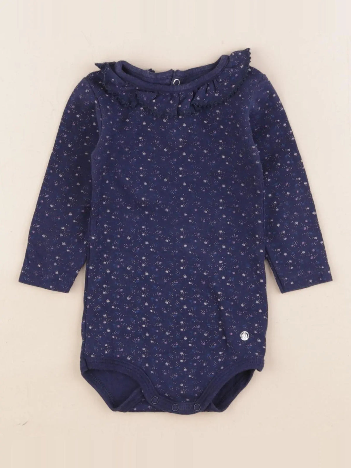 Petit Bateau - body à col bleu - 6 mois