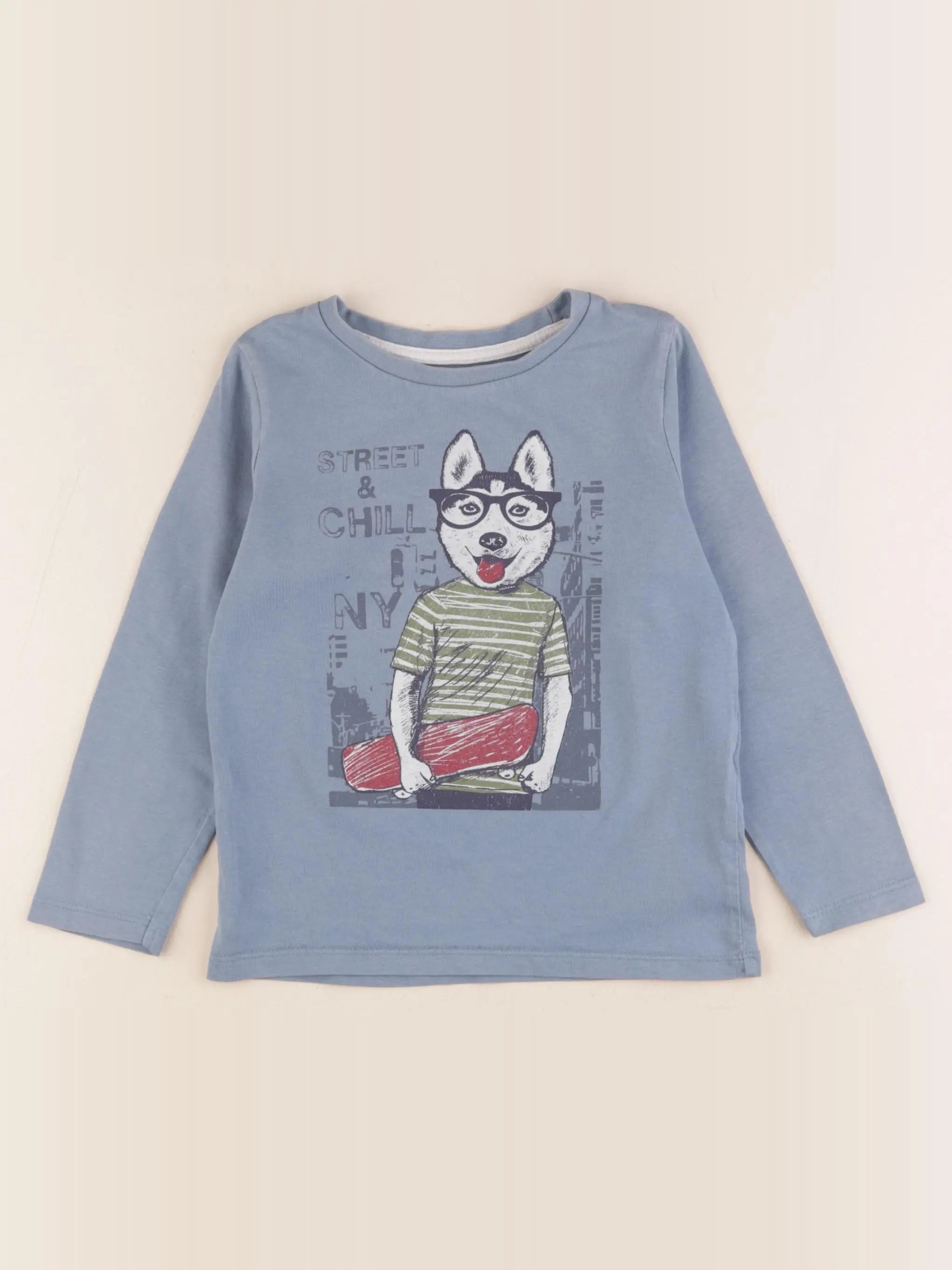 Vertbaudet - tee-shirt bleu - 4 ans