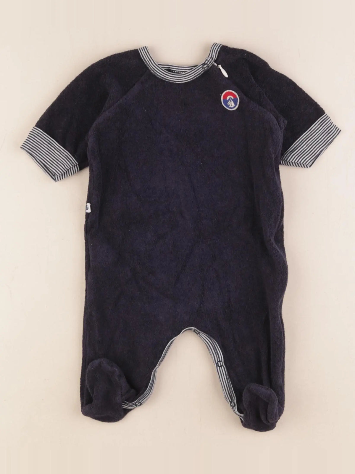 Petit Bateau - pyjama velours bleu - 6 mois