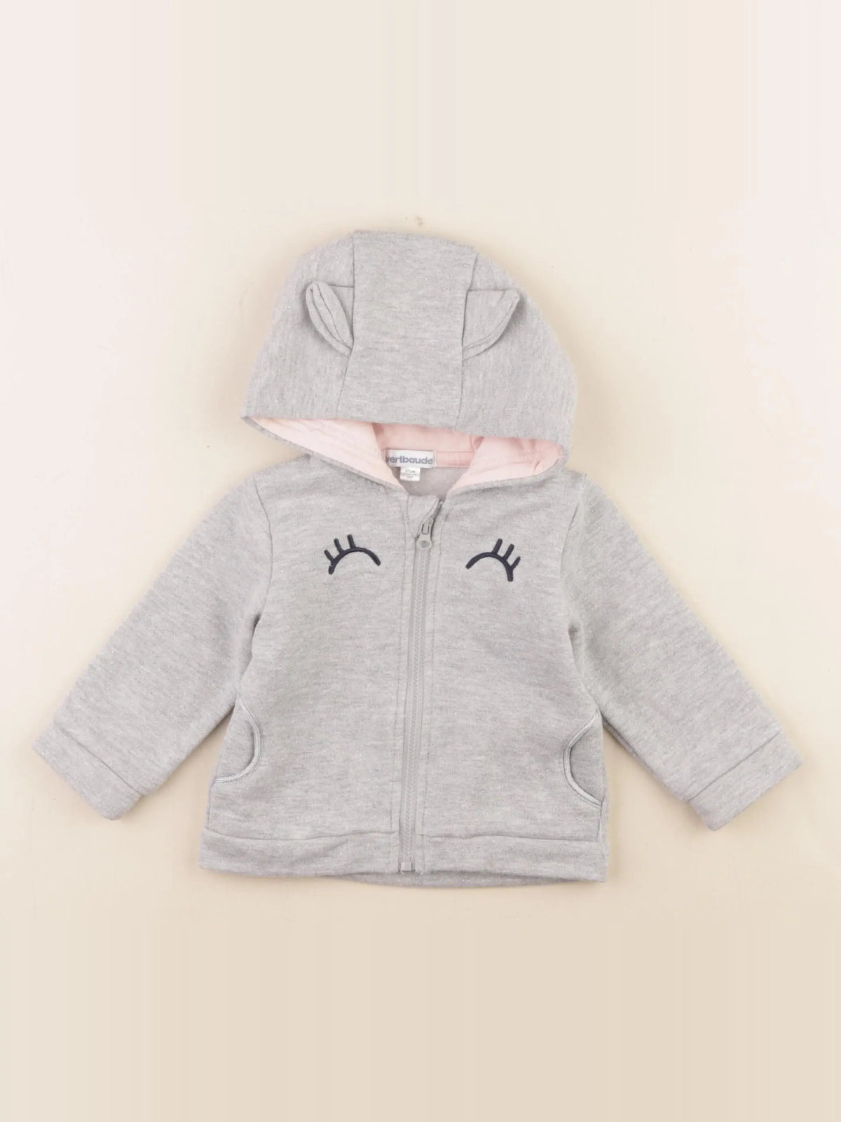 Vertbaudet - sweat gris, argent - 6 mois