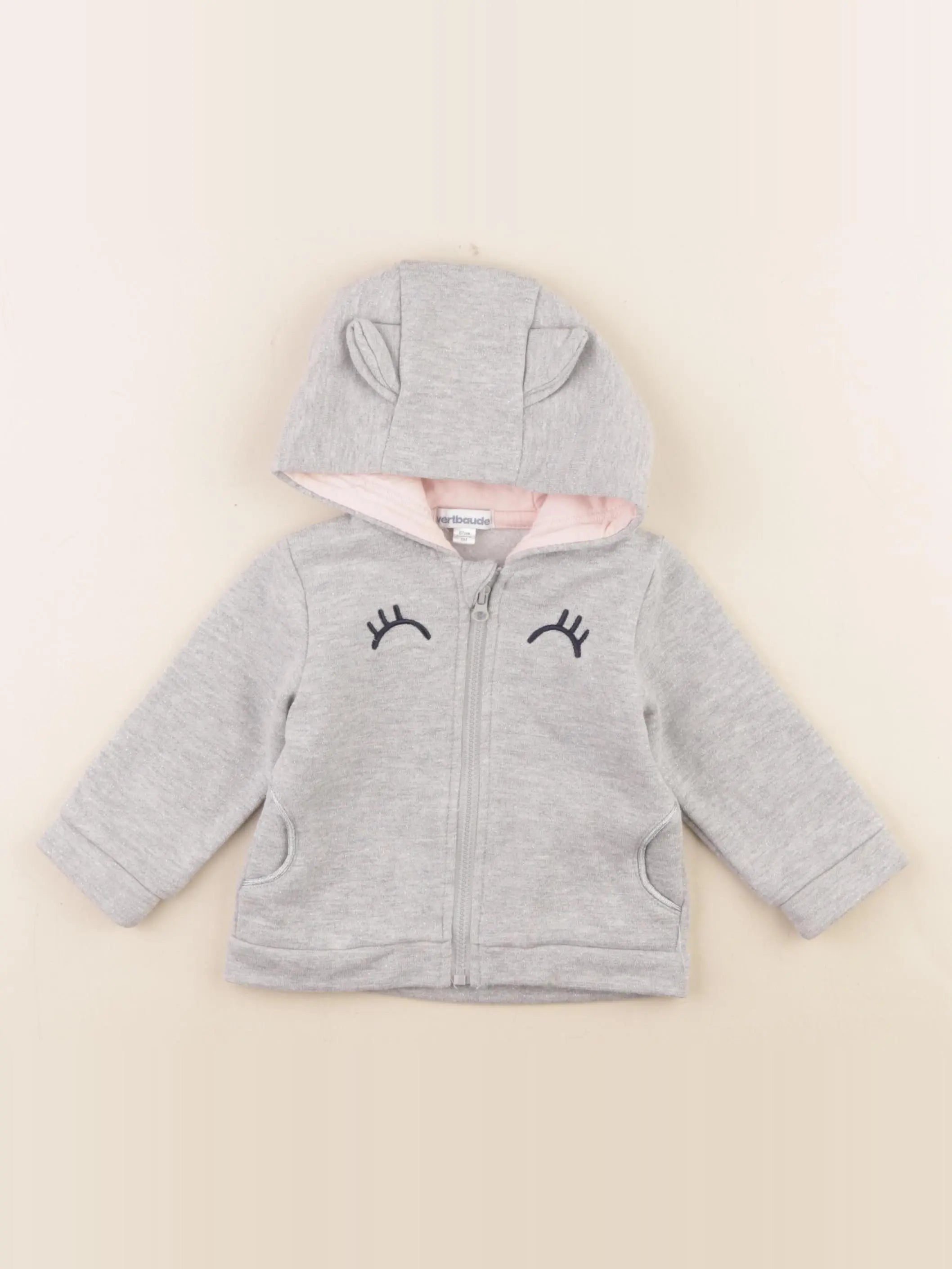 Vertbaudet - sweat gris, argent - 6 mois