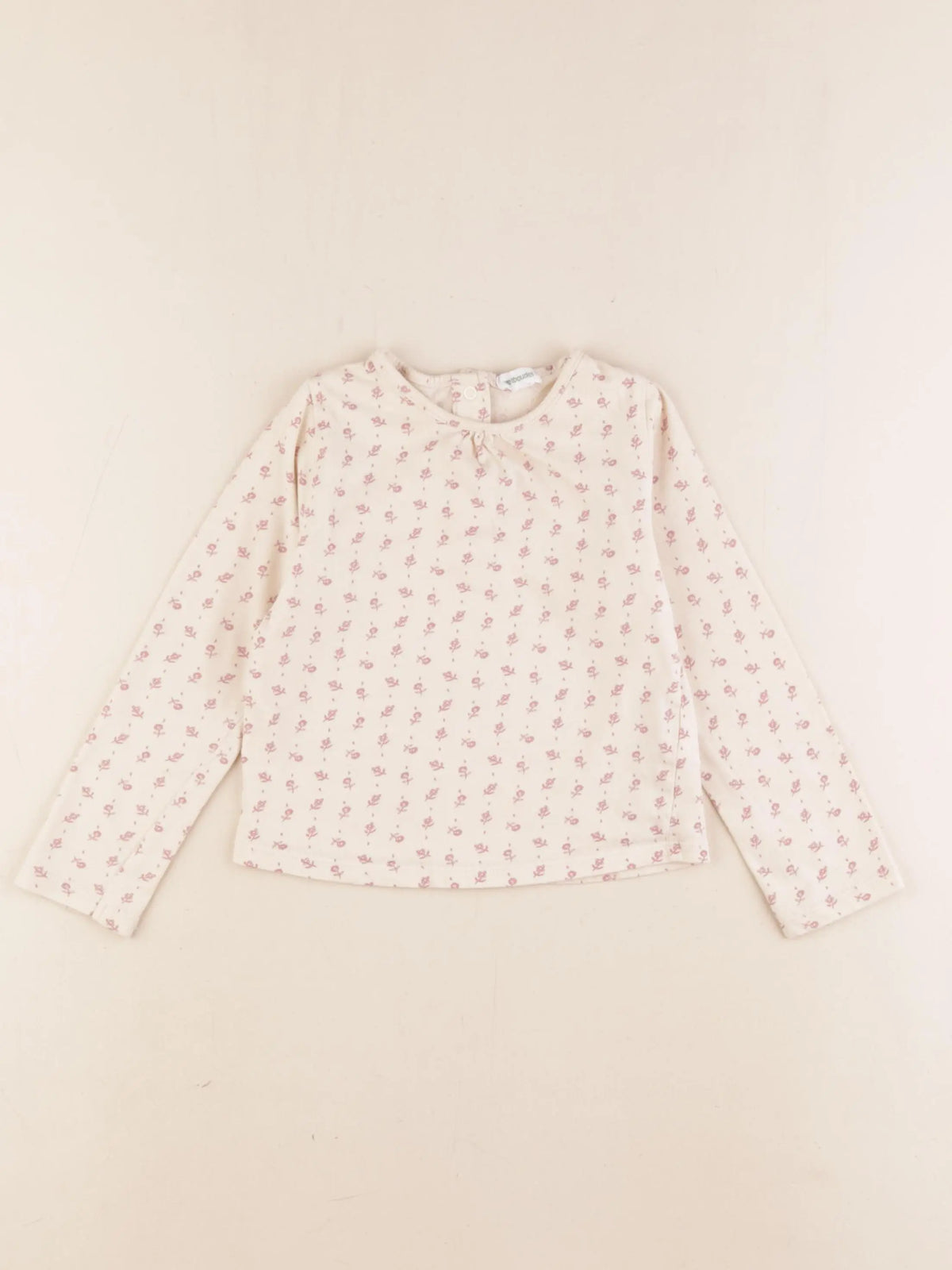Vertbaudet - tee-shirt beige, rose - 36 mois