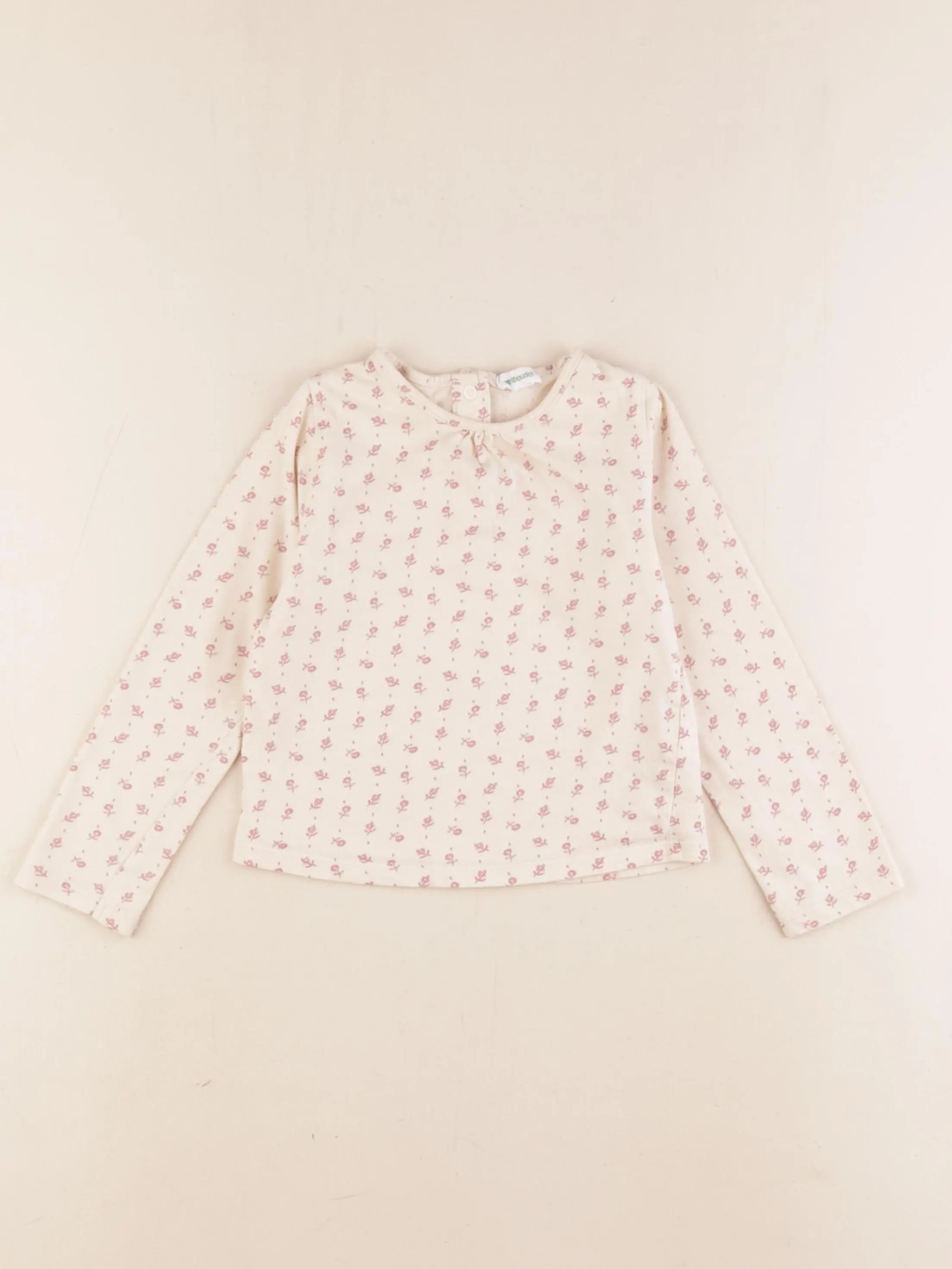 Vertbaudet - tee-shirt beige, rose - 36 mois