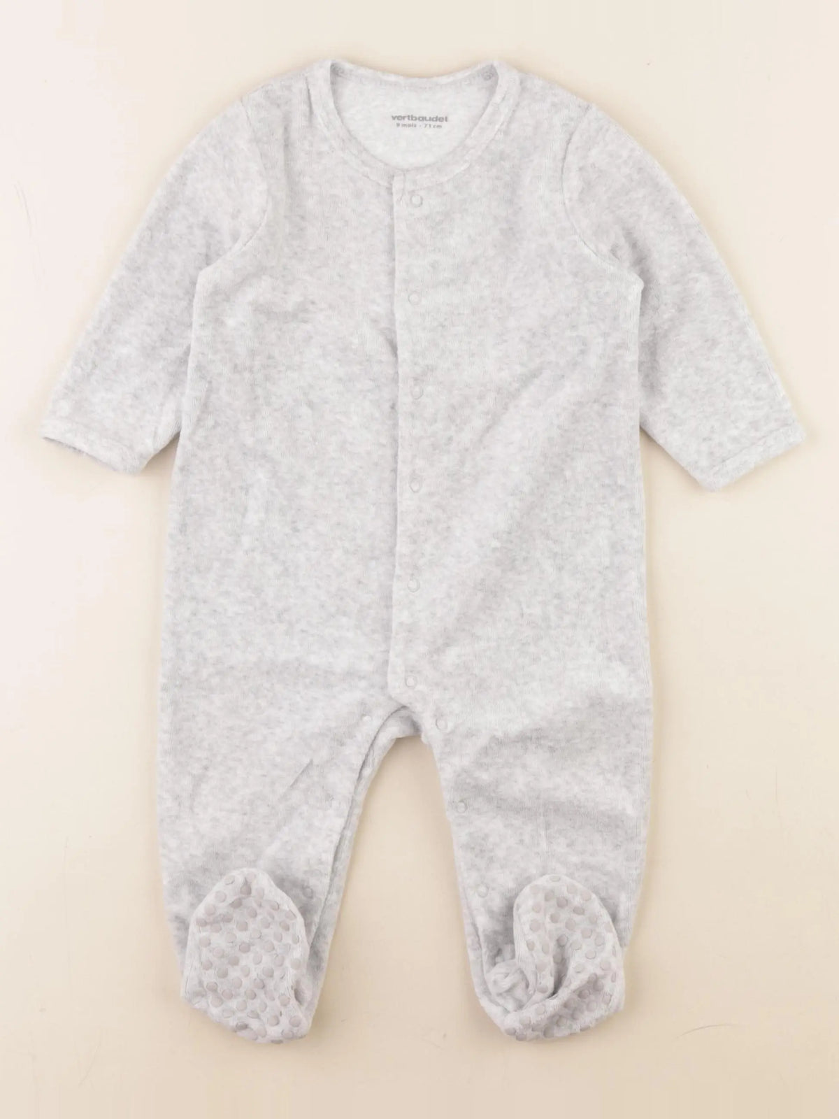 Vertbaudet - pyjama velours gris - 9 mois
