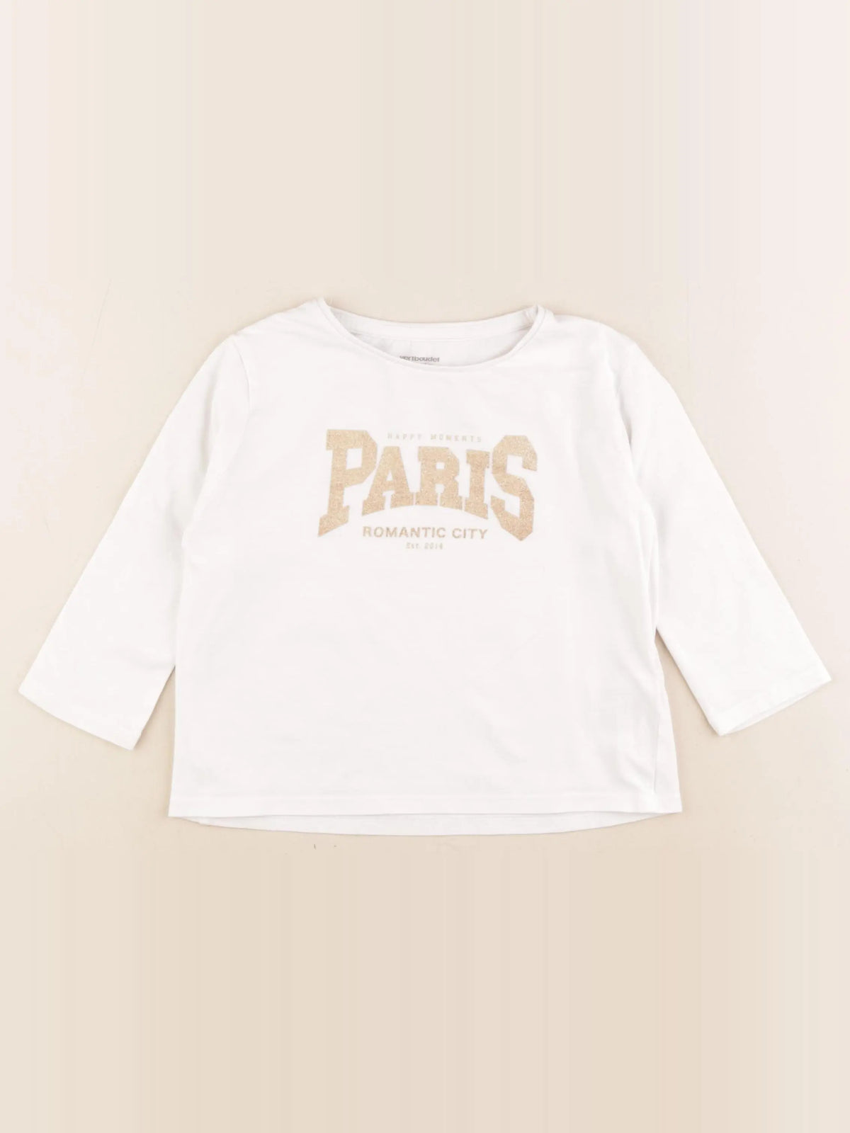 Vertbaudet - tee-shirt blanc, or - 5 ans