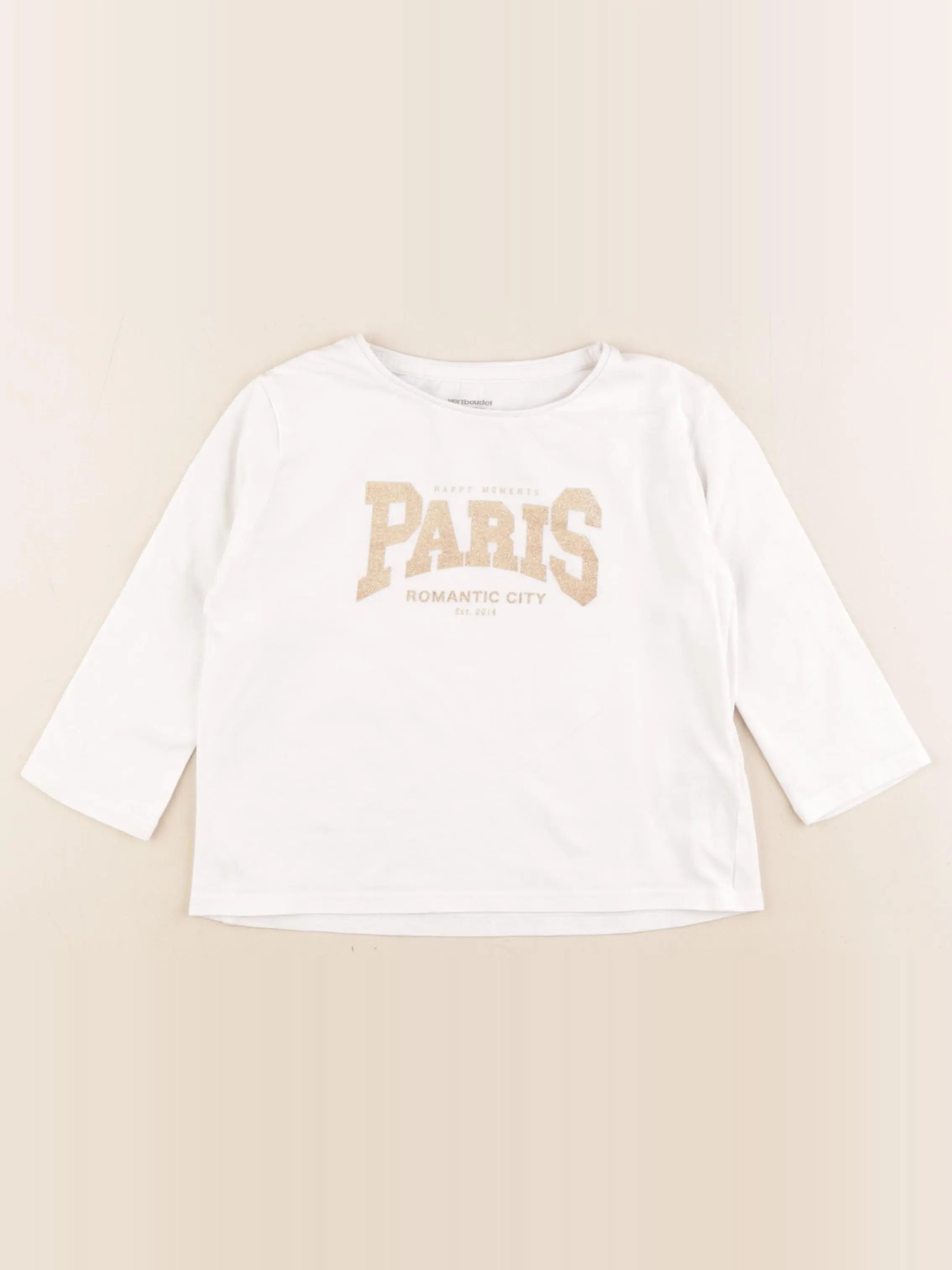 Vertbaudet - tee-shirt blanc, or - 5 ans