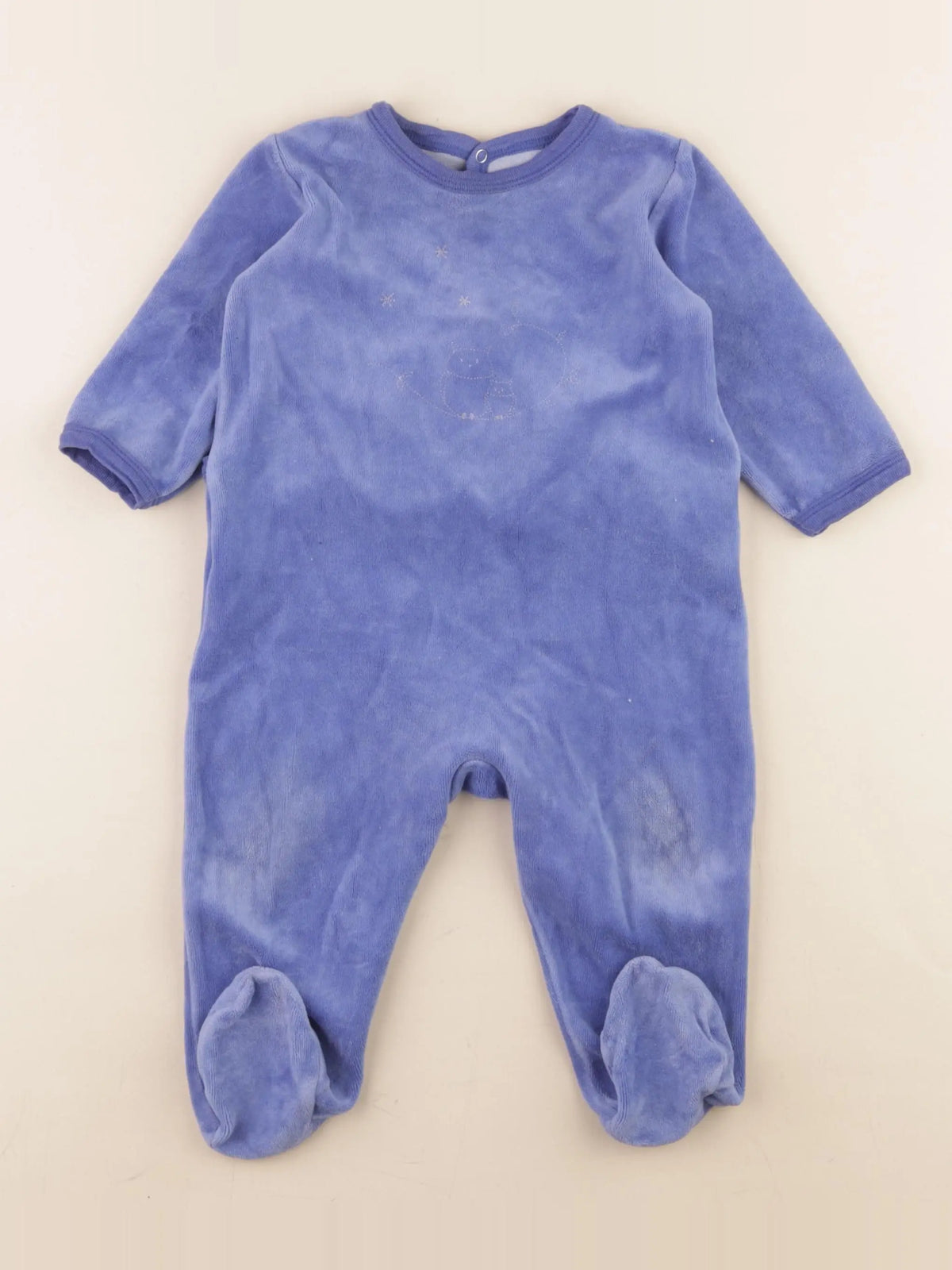 Petit Bateau - pyjama velours bleu - 12 mois