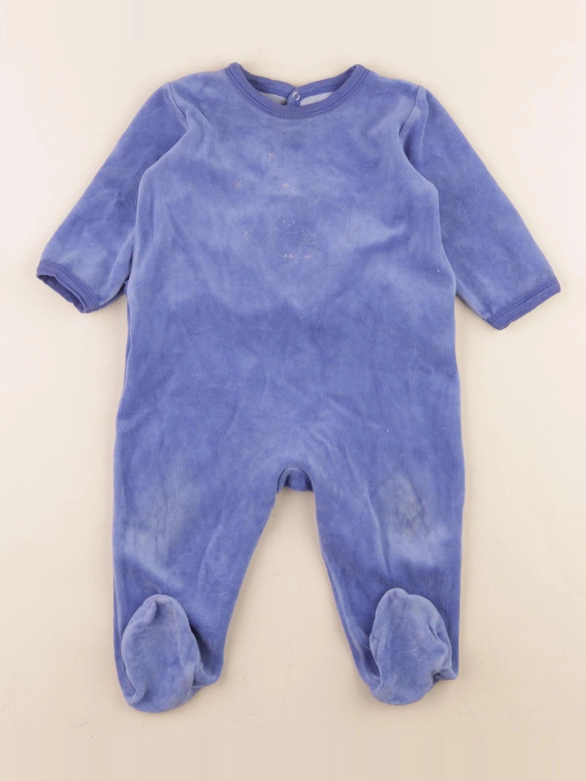 Petit Bateau - pyjama velours bleu - 12 mois