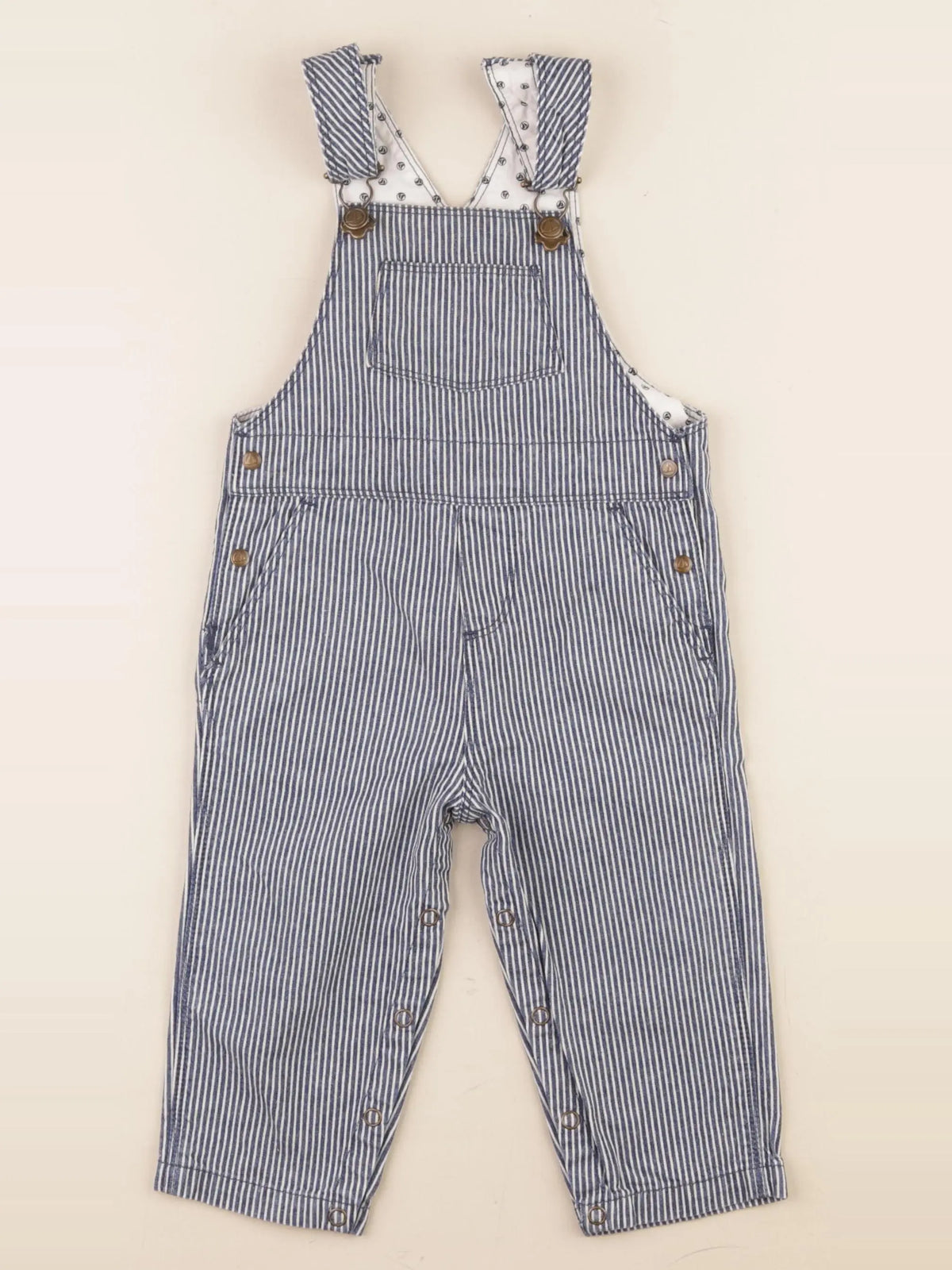 Petit Bateau - salopette bleu, blanc - 12 mois