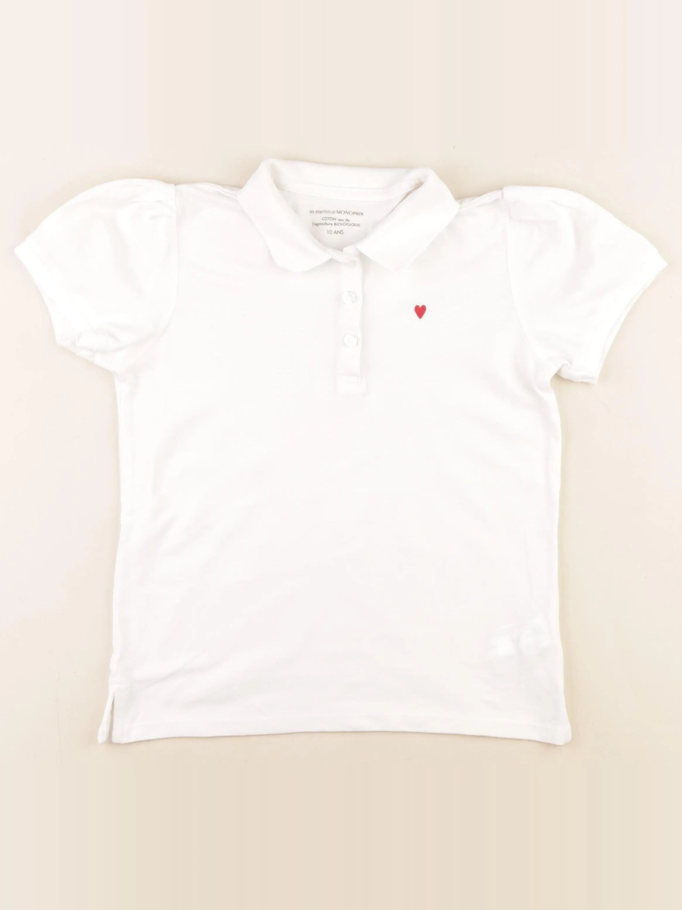 Monoprix - polo blanc - 10 ans