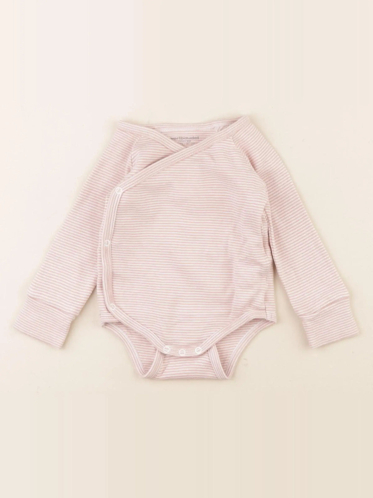 Vertbaudet - body blanc, rose - 6 mois