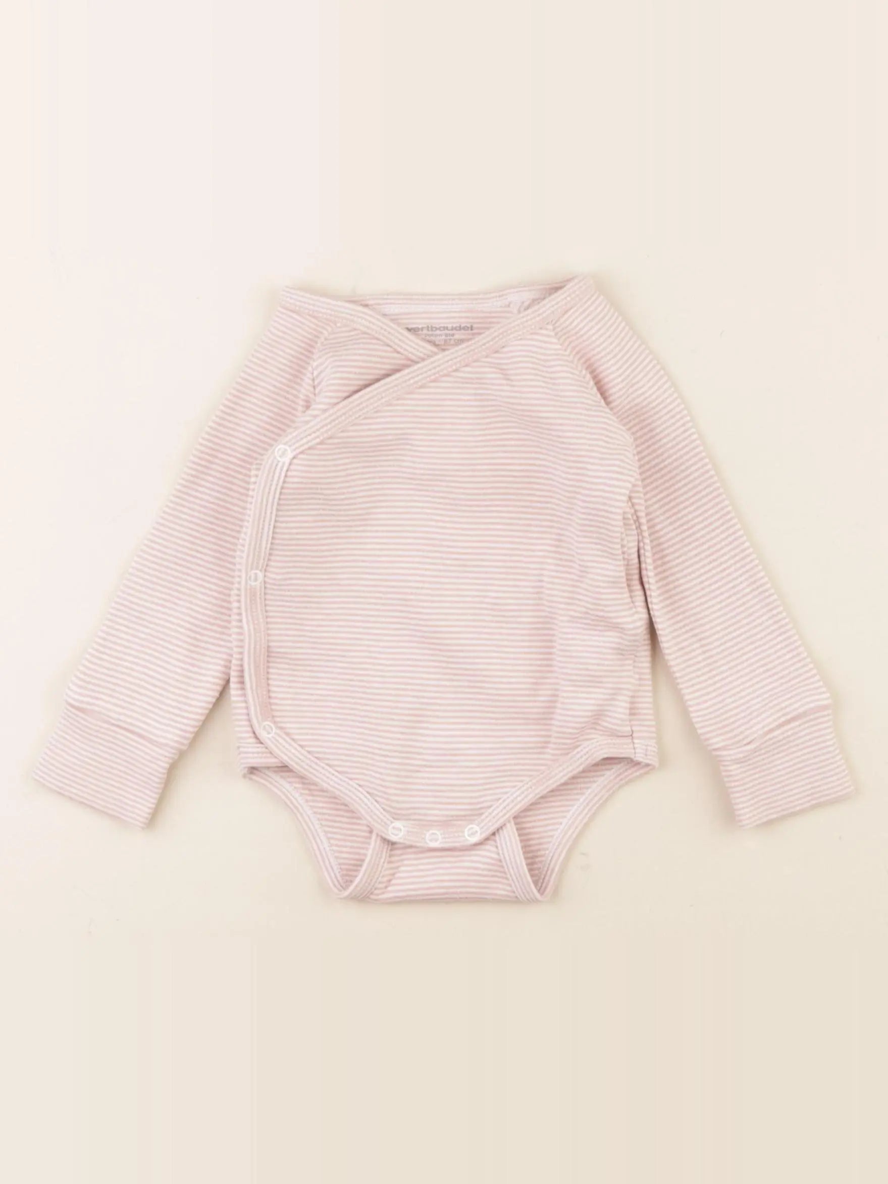 Vertbaudet - body blanc, rose - 6 mois