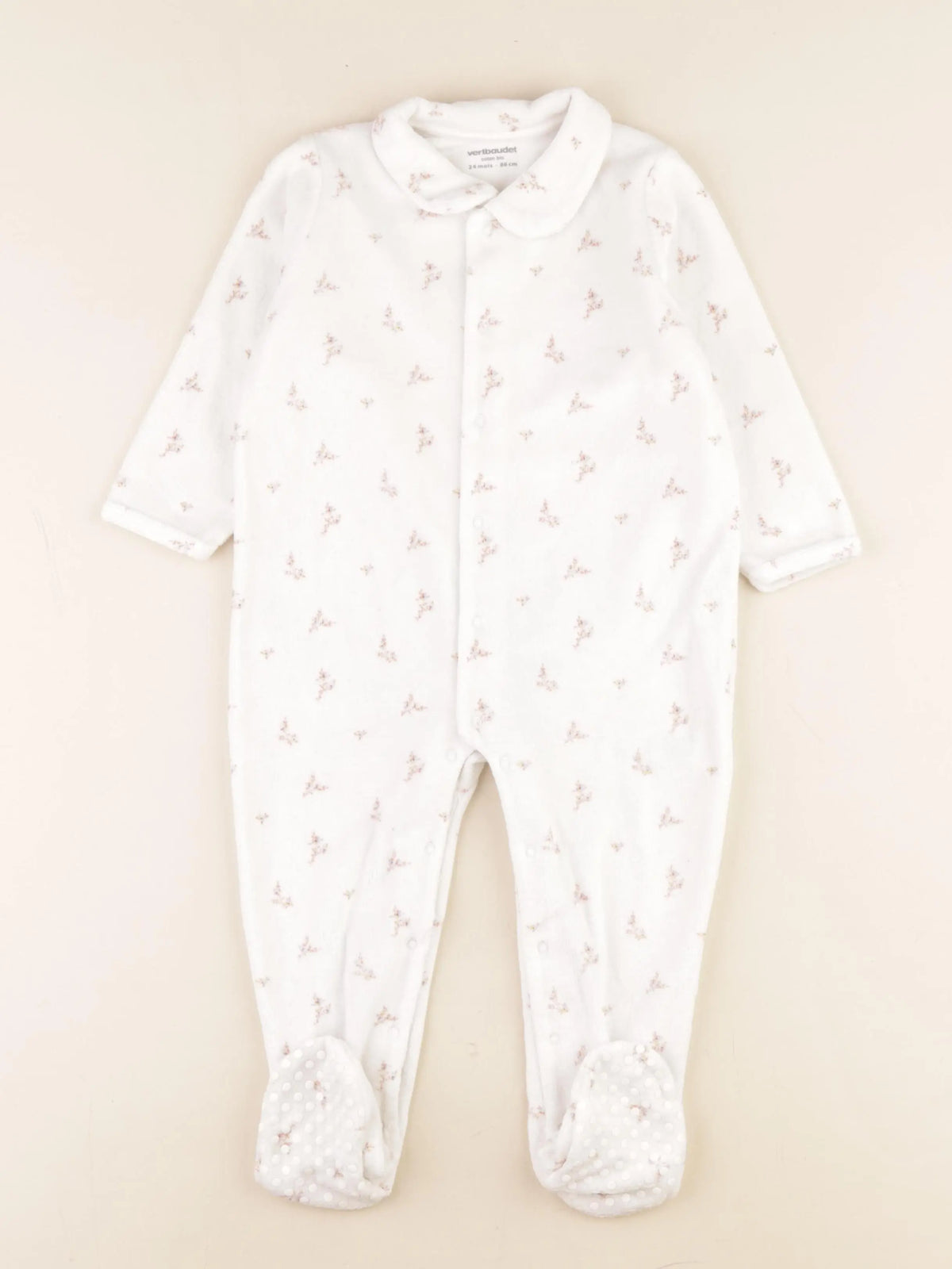 Vertbaudet - pyjama velours blanc - 24 mois