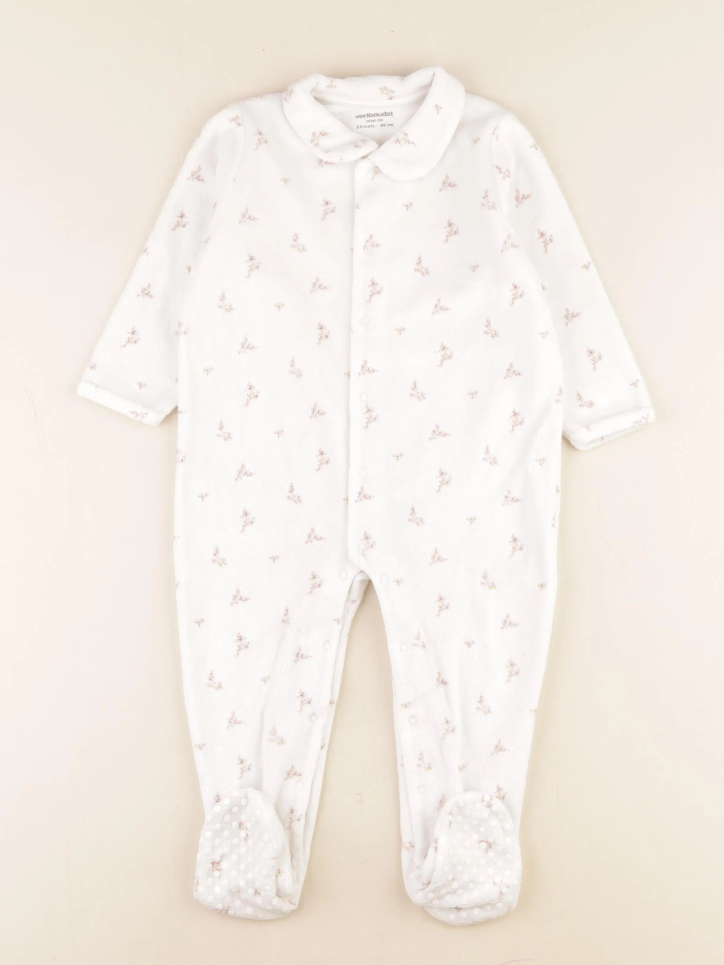 Vertbaudet - pyjama velours blanc - 24 mois
