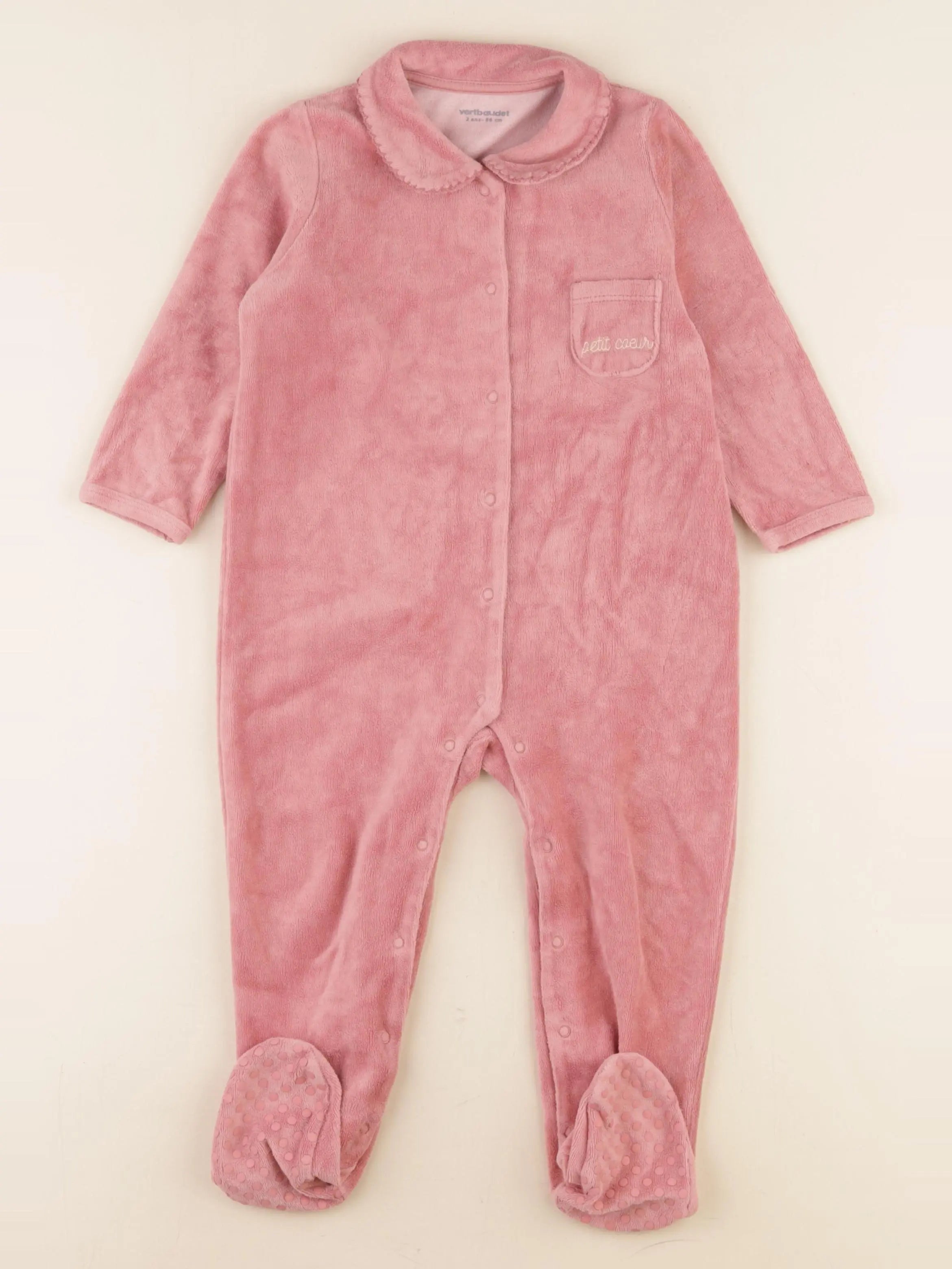 Vertbaudet - pyjama velours rose - 2 ans
