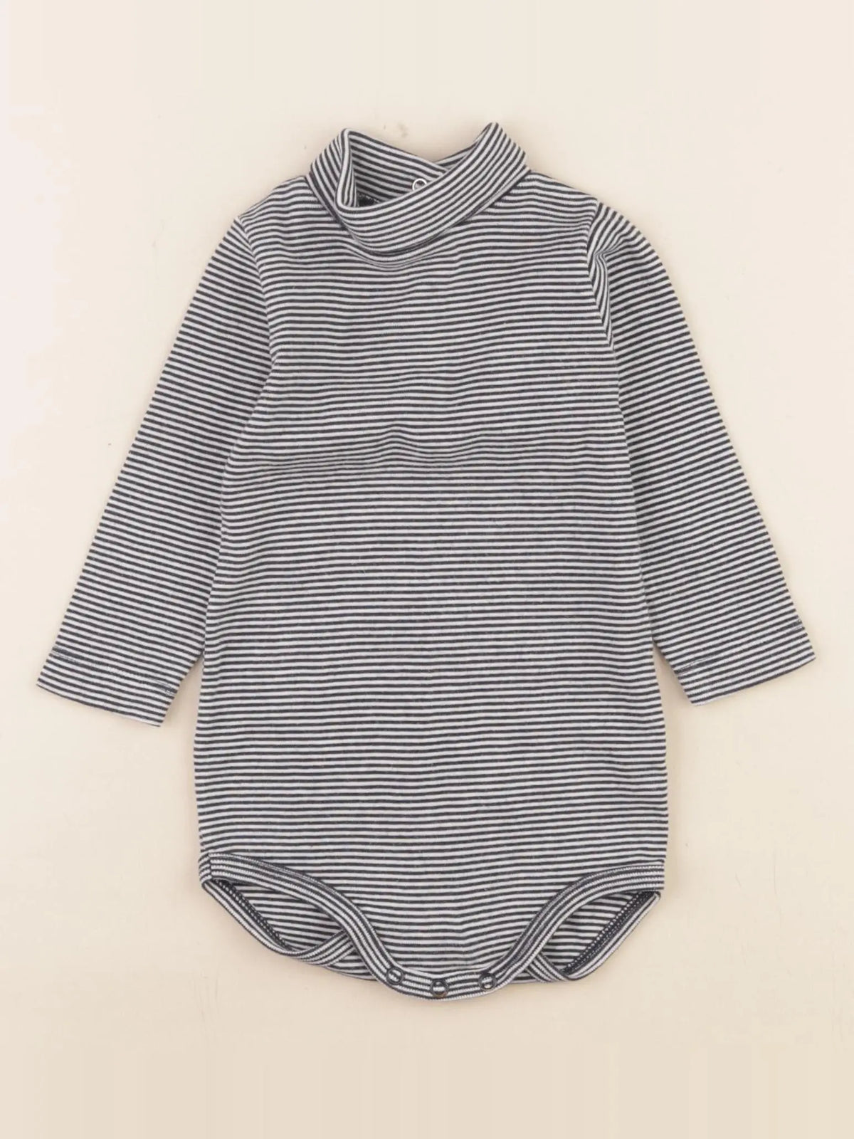 Petit Bateau - body à col bleu, blanc - 12 mois
