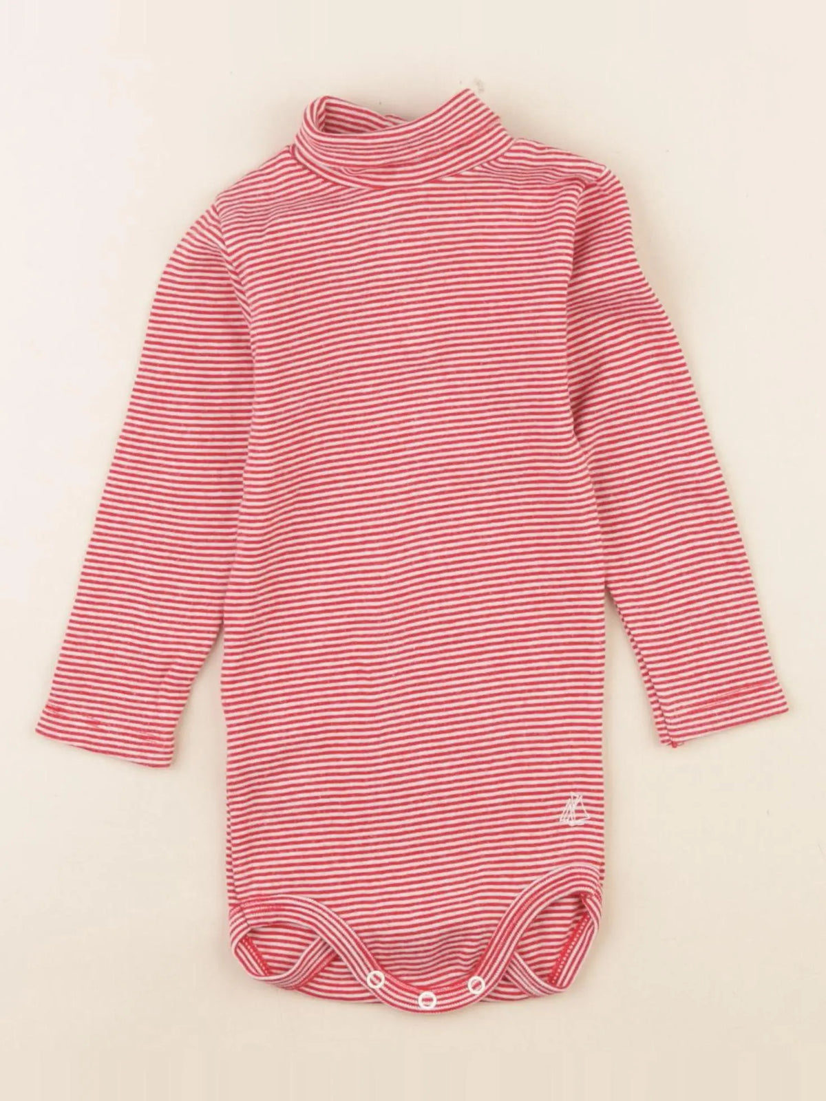 Petit Bateau - body à col rouge - 12 mois
