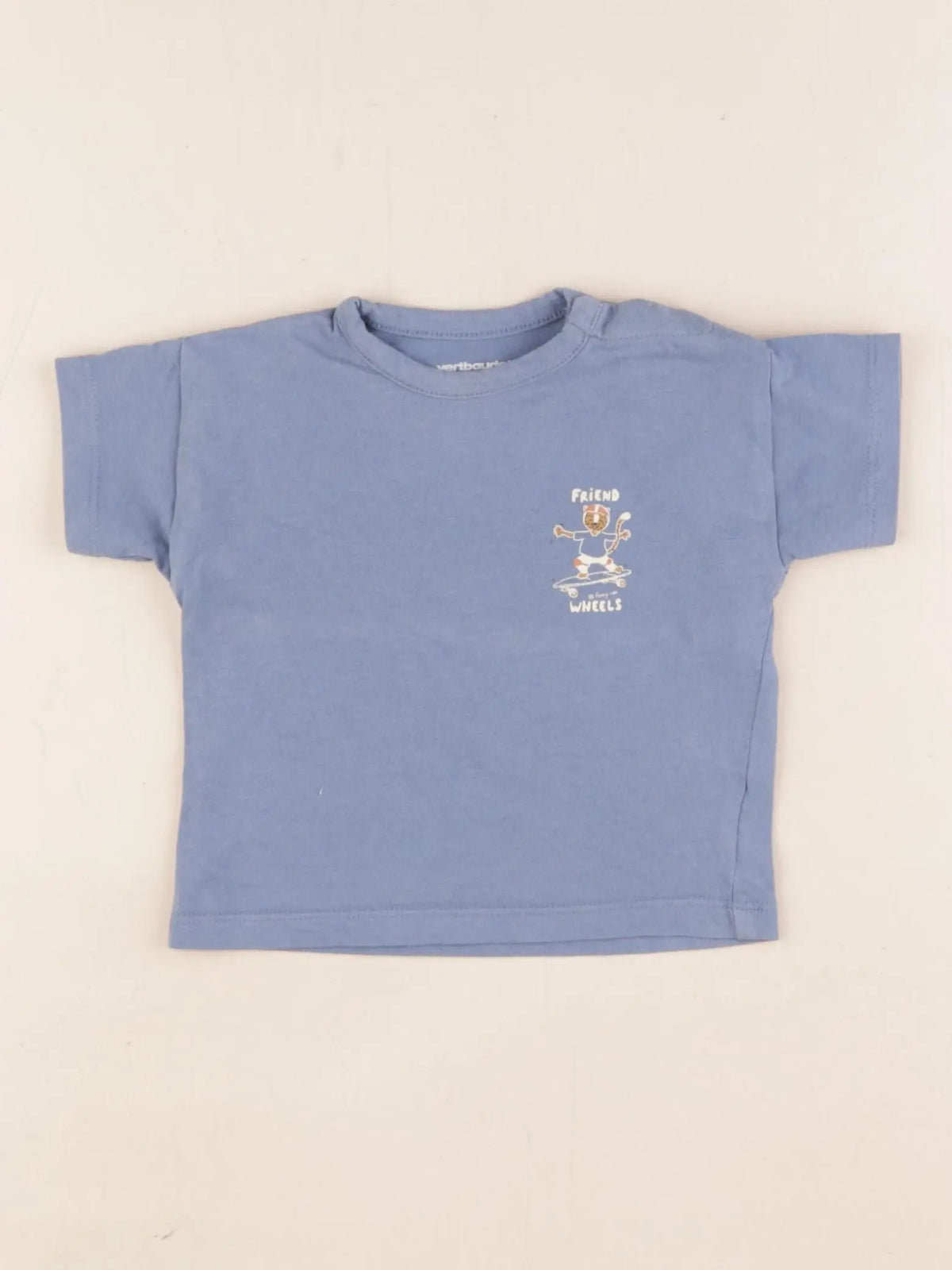 Vertbaudet - tee-shirt imprimé au dos bleu - 6 mois
