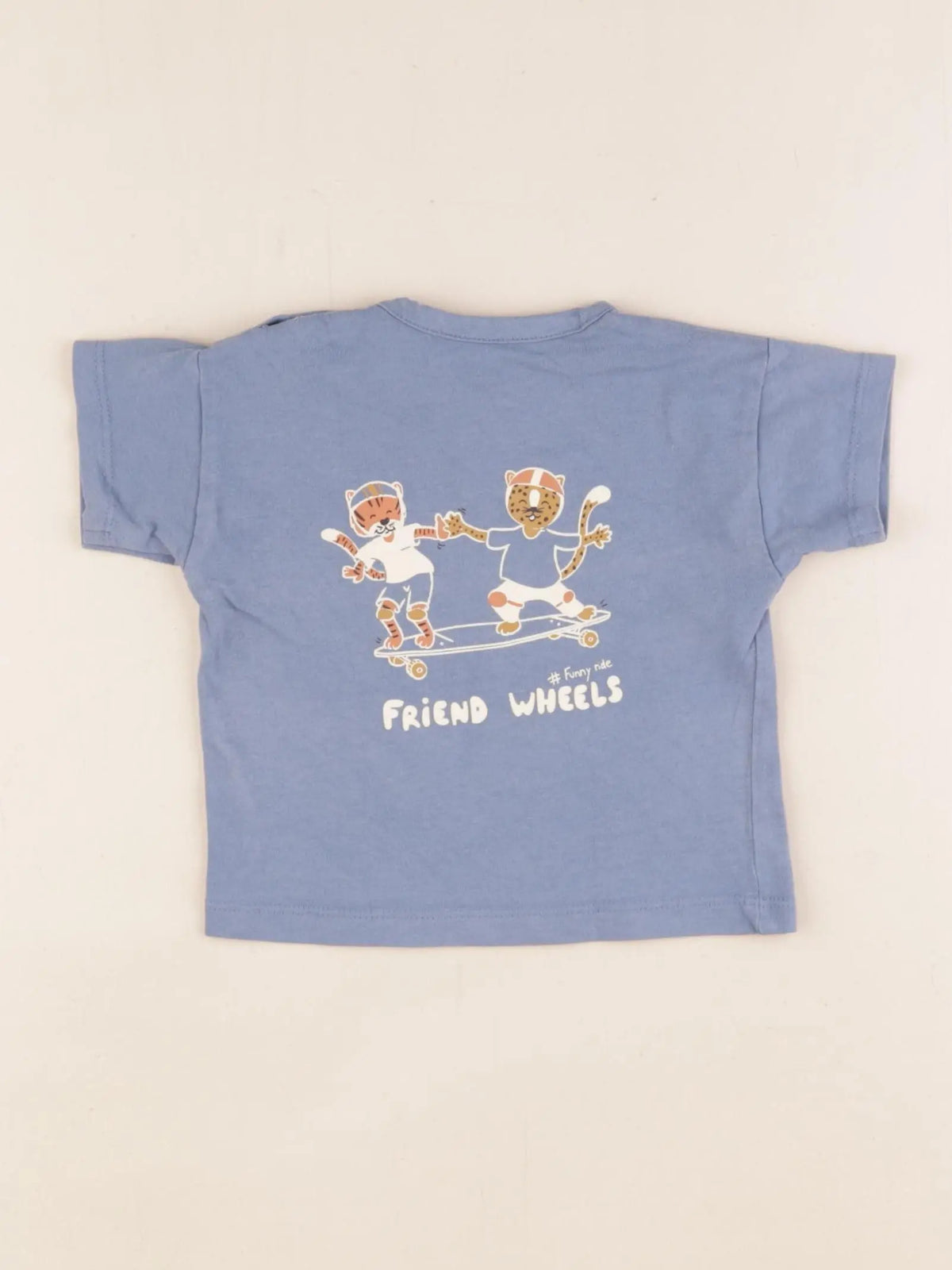 Vertbaudet - tee-shirt imprimé au dos bleu - 6 mois