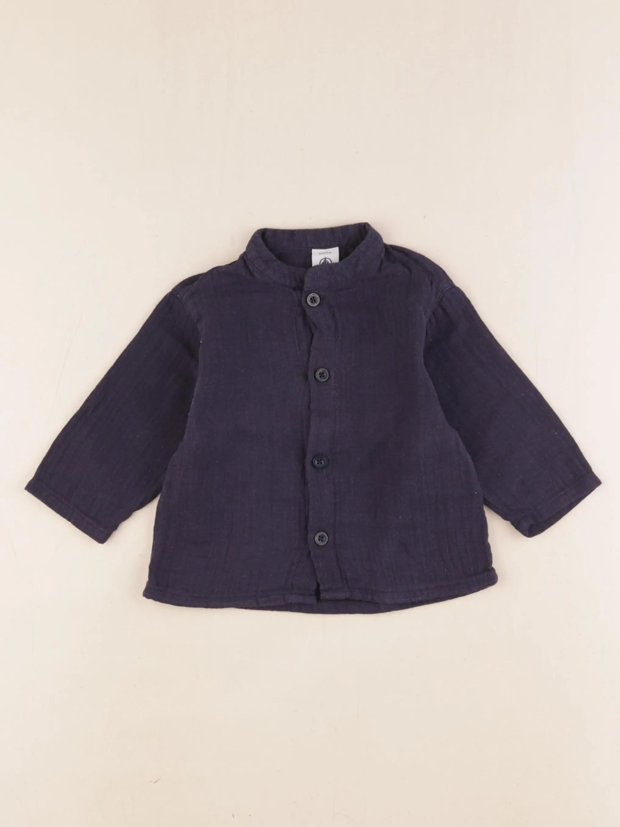 Petit Bateau - chemise bleu - 6 mois