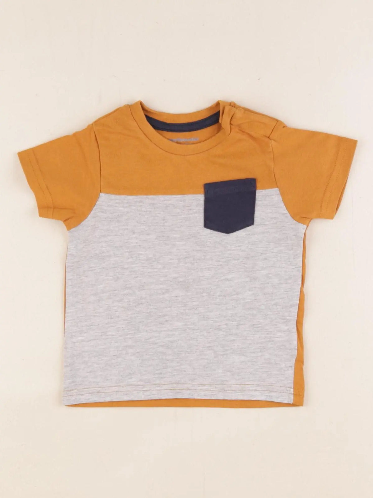 Vertbaudet - tee-shirt gris, jaune - 6 mois