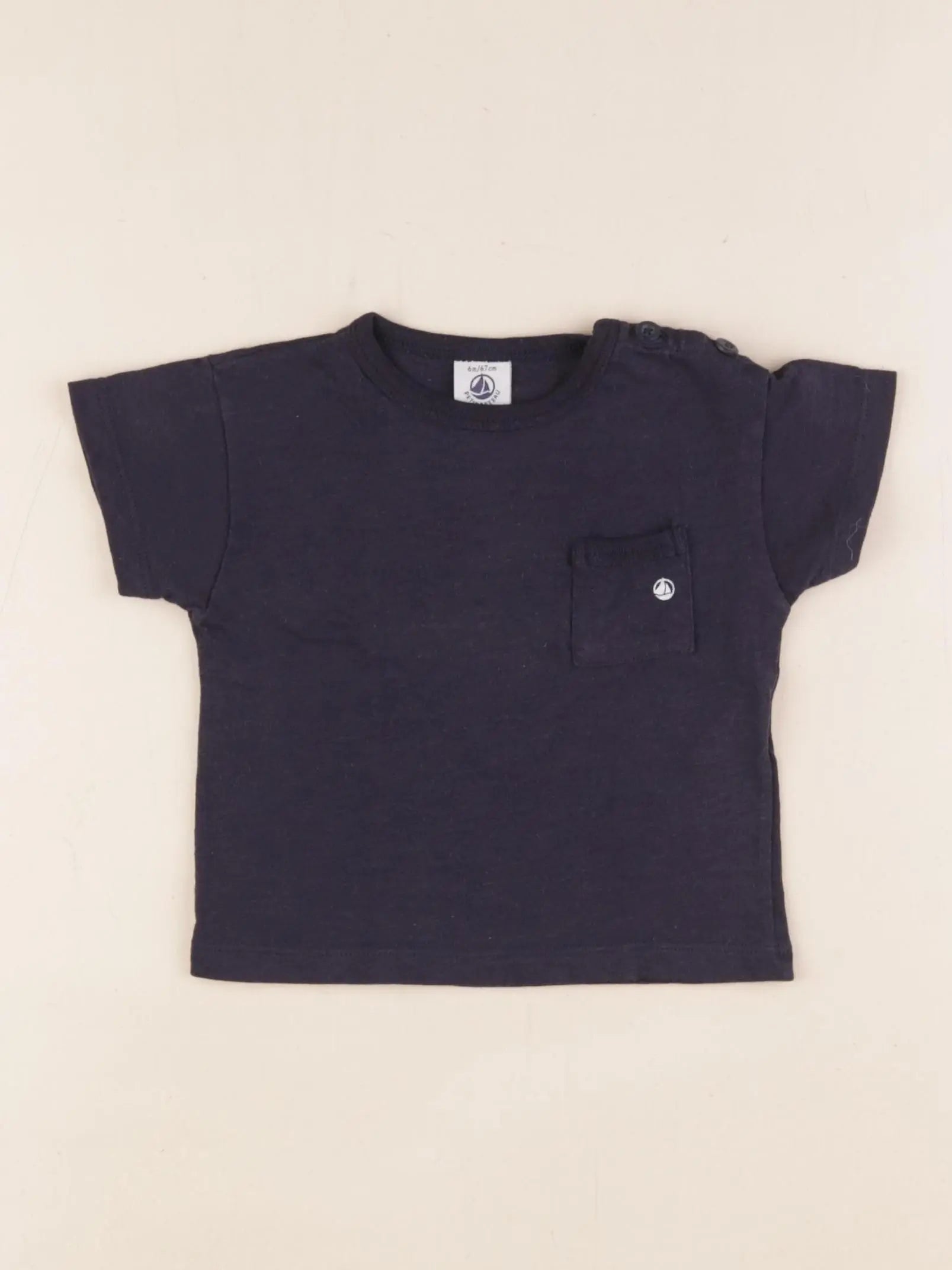 Petit Bateau - tee-shirt bleu - 6 mois