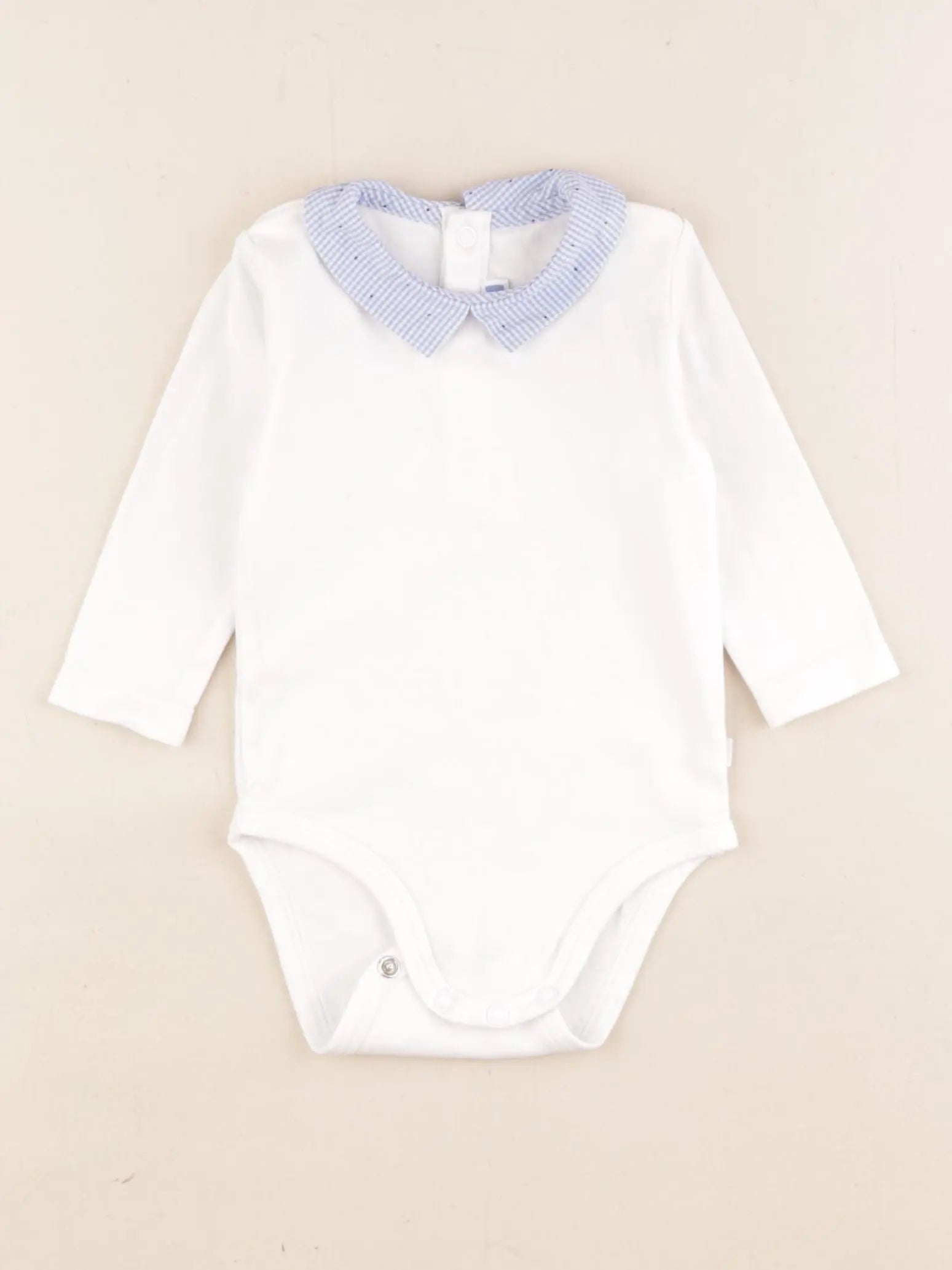 Jacadi - body à col blanc, bleu - 6 mois
