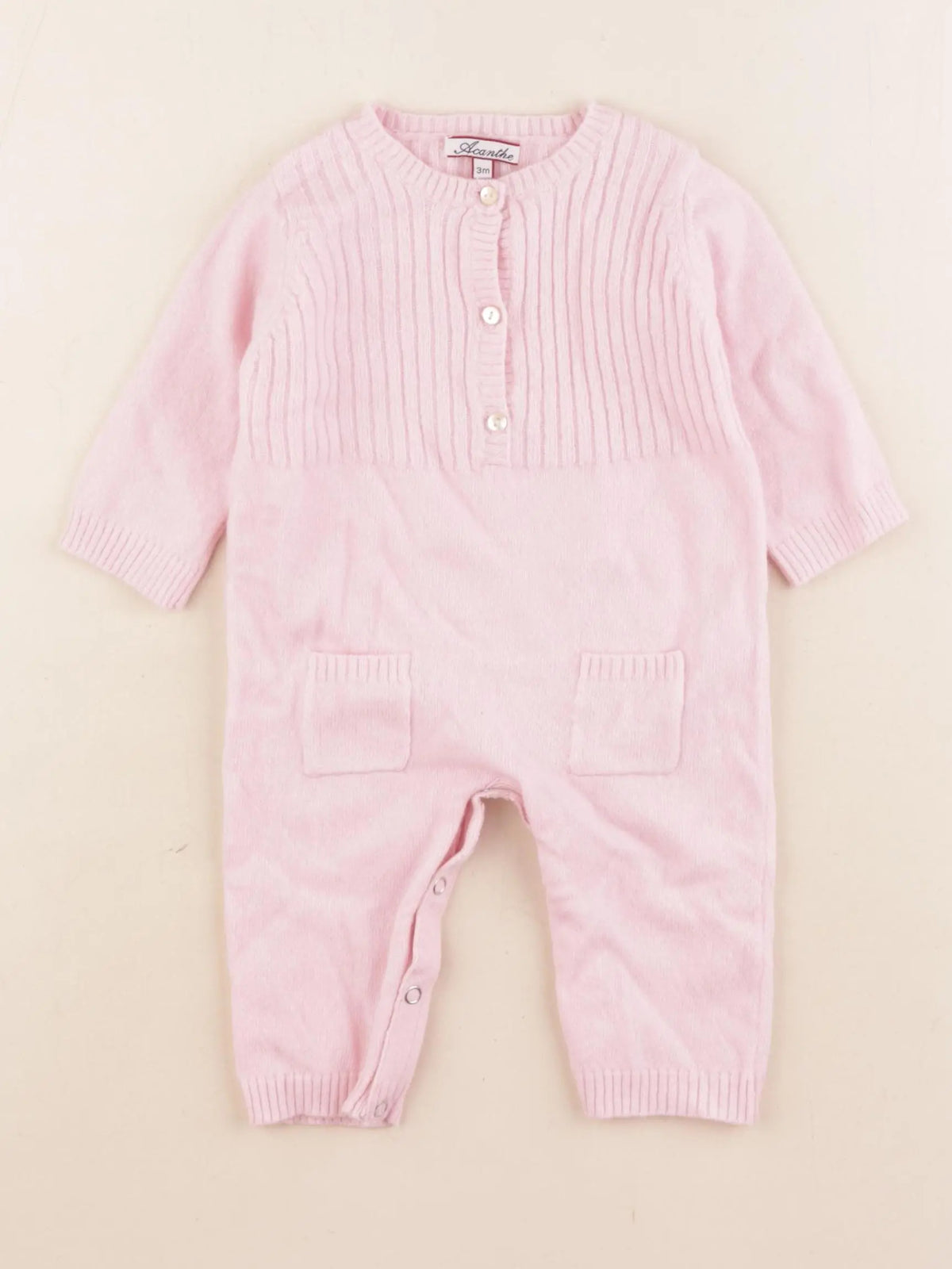 Acanthe - combinaison rose - 3 mois