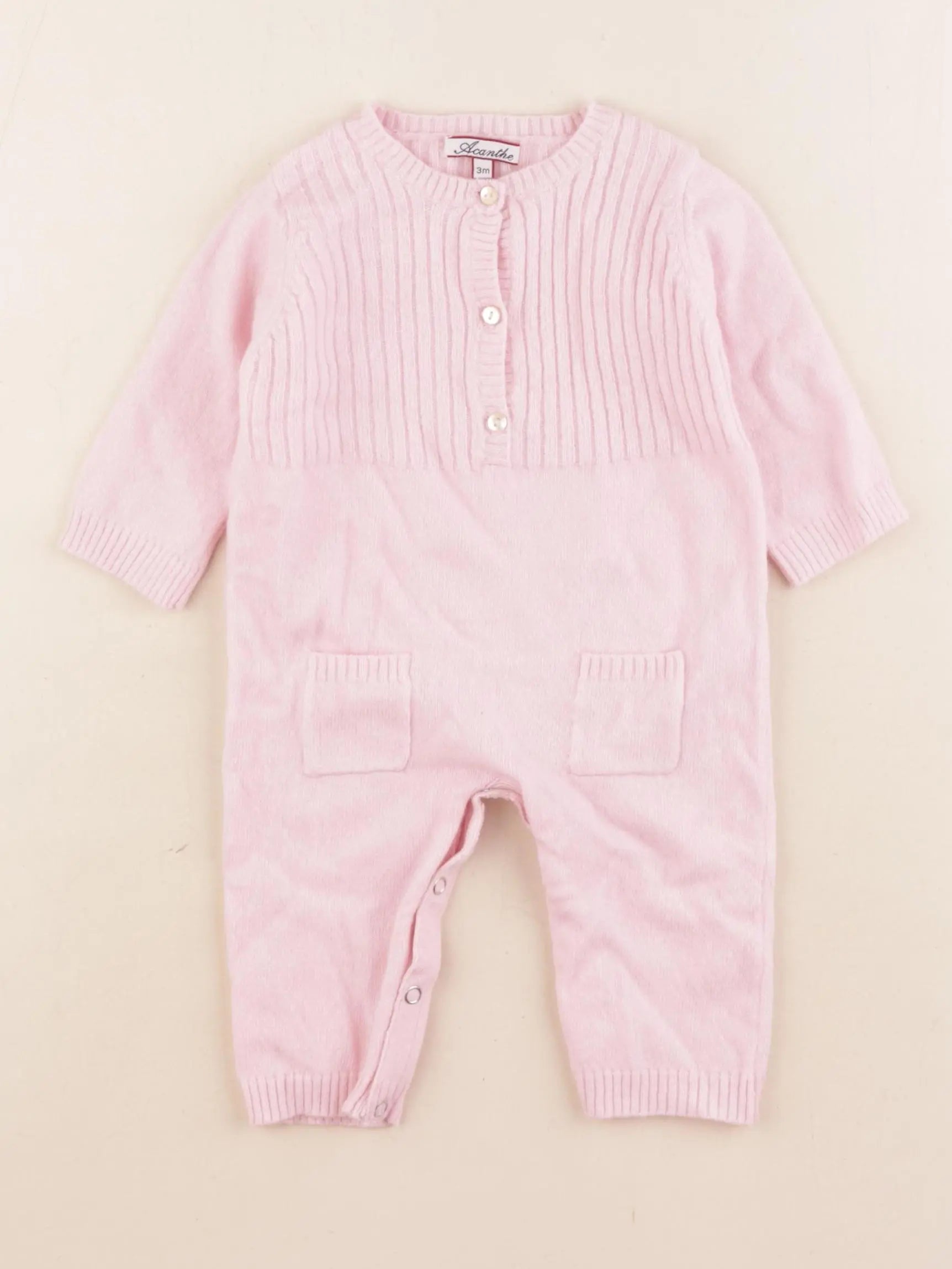 Acanthe - combinaison rose - 3 mois