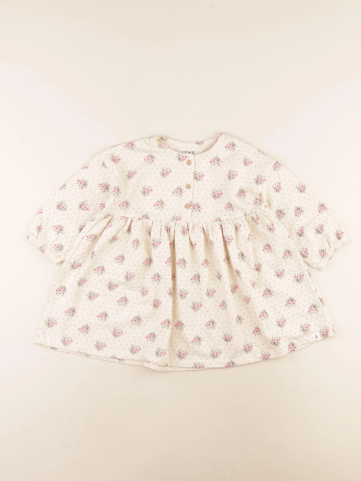 Next - robe beige, rose - 18/24 mois