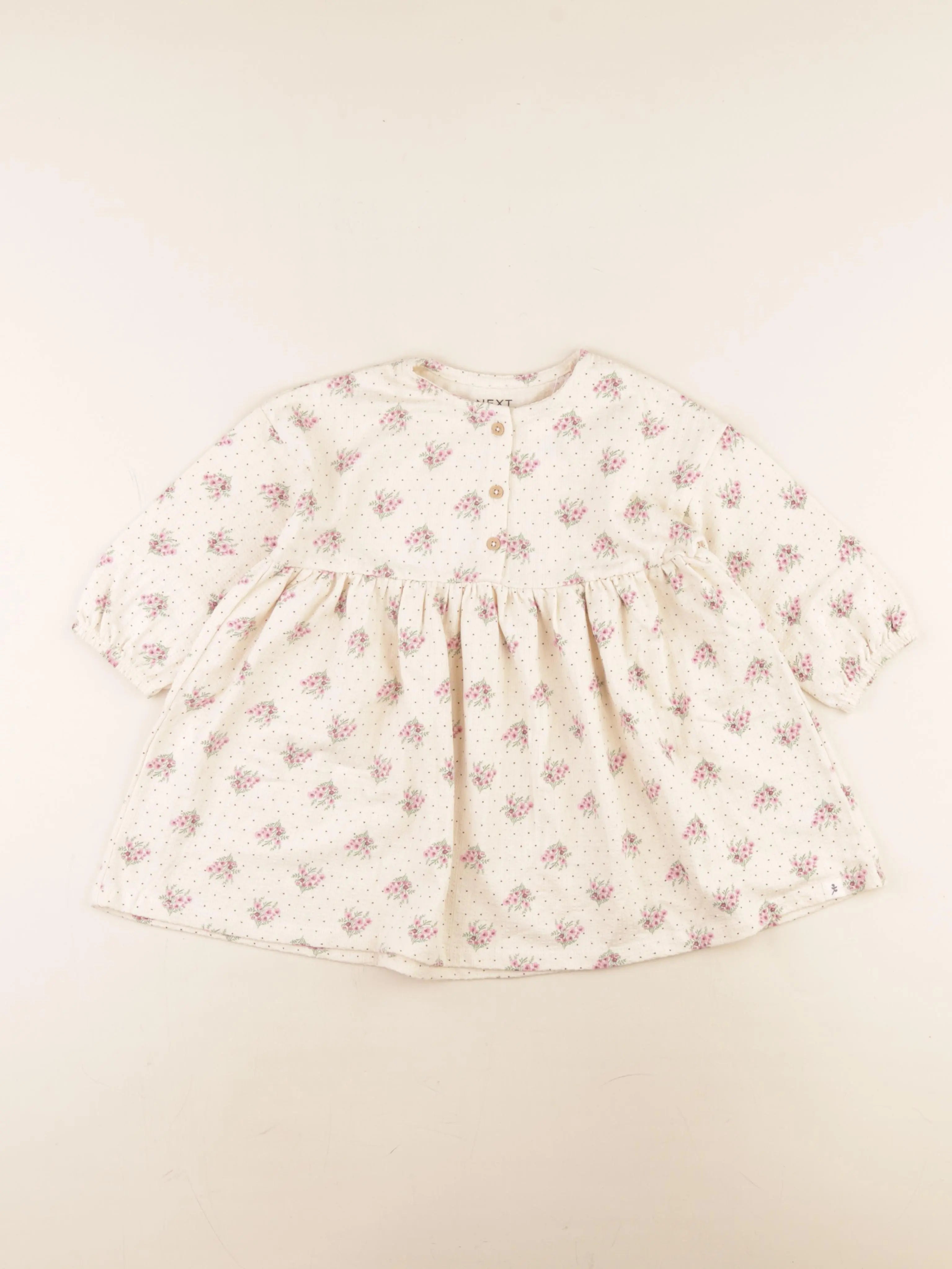 Next - robe beige, rose - 18/24 mois