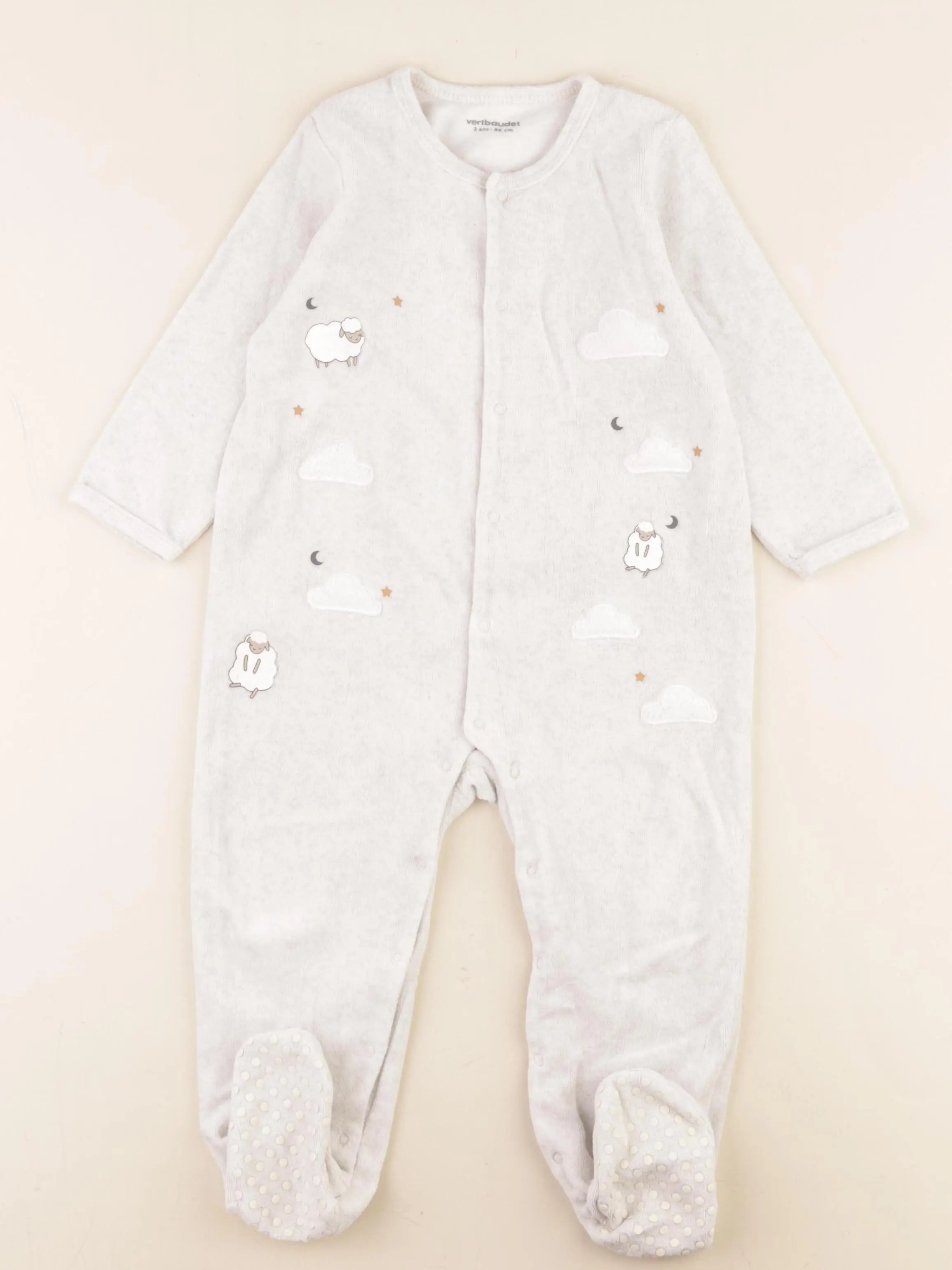 Vertbaudet - pyjama velours beige - 2 ans
