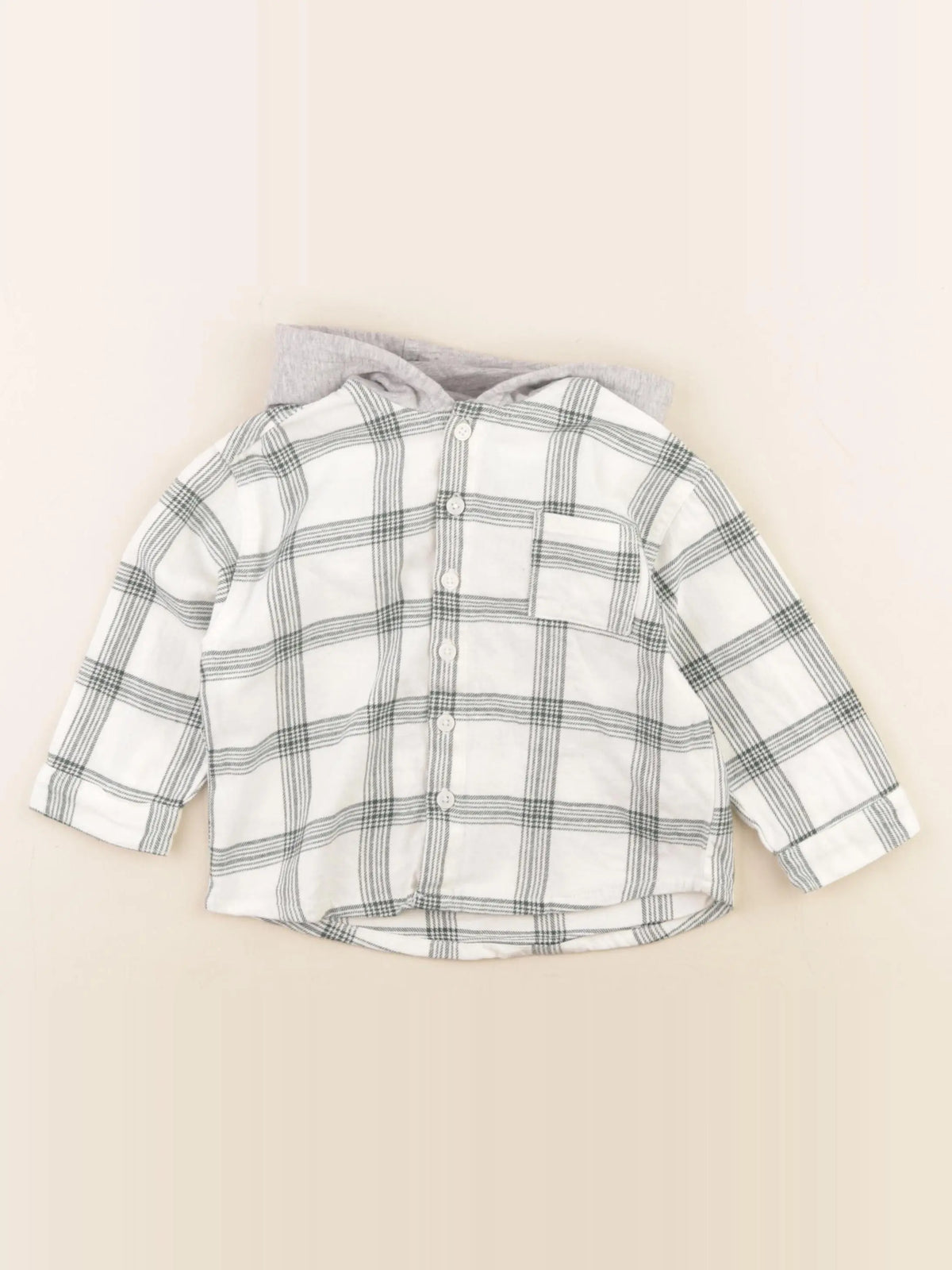 Vertbaudet - chemise beige, vert - 2 ans