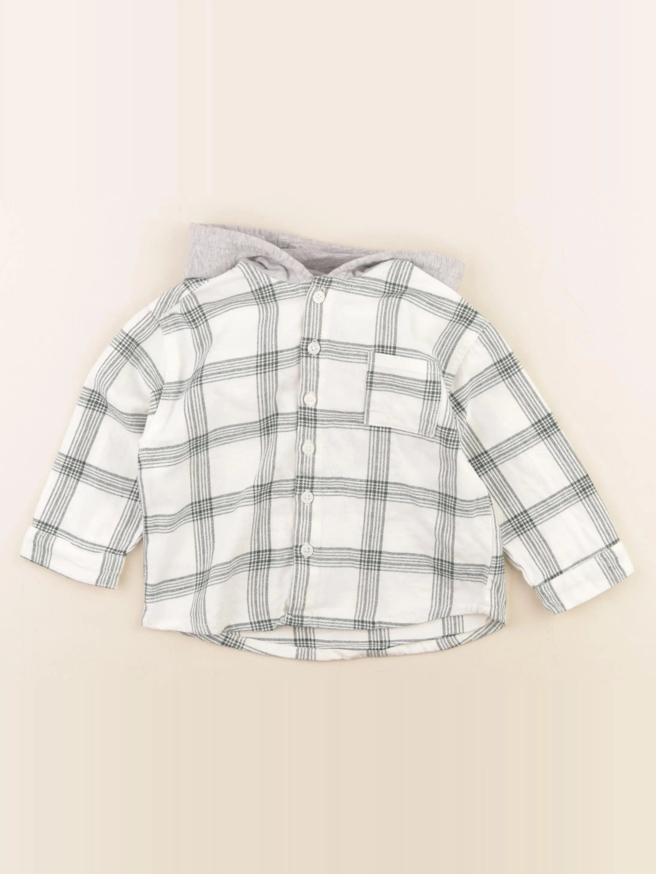 Vertbaudet - chemise beige, vert - 2 ans