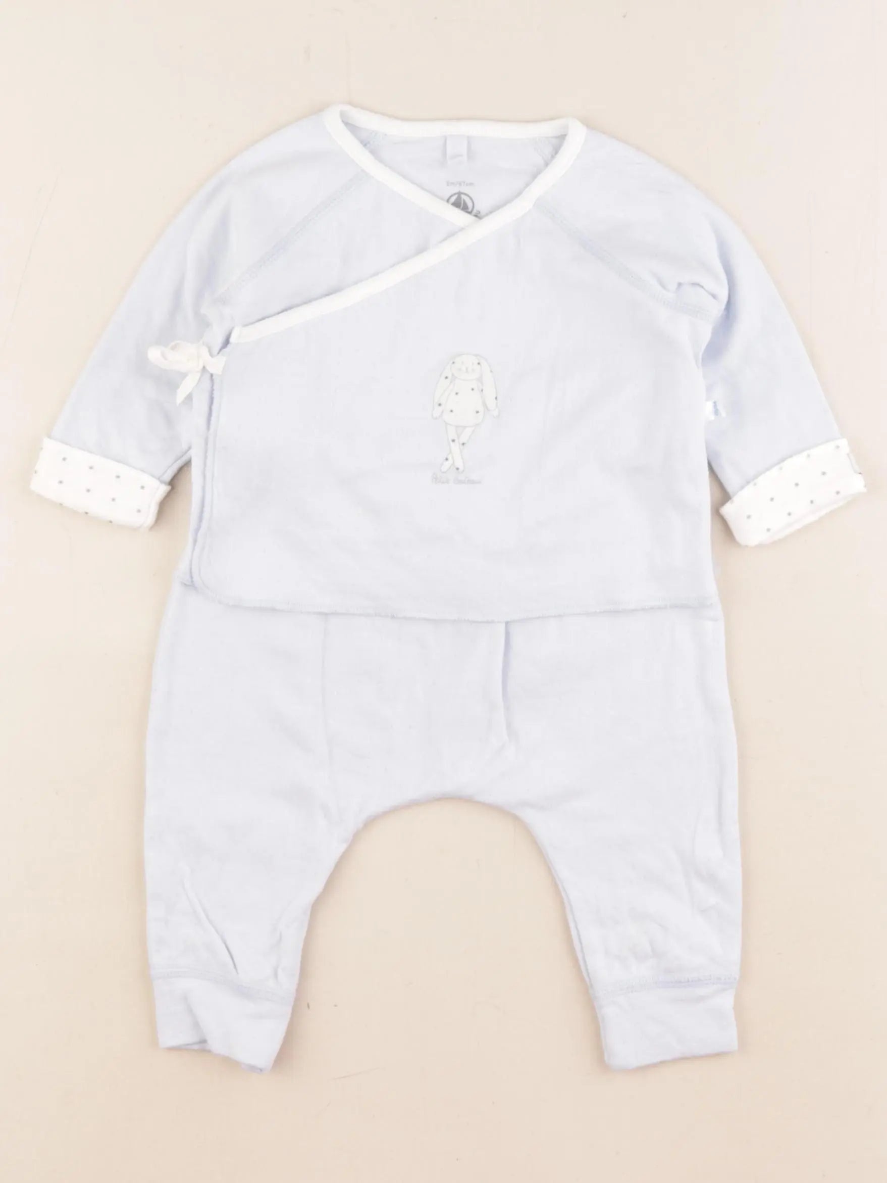Petit Bateau - ensemble bleu - 6 mois