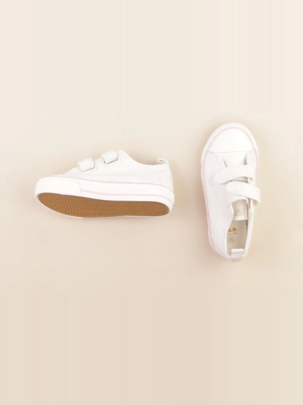 Tape à l'oeil - tennis à scratch/ lacets blanc - pointure 26