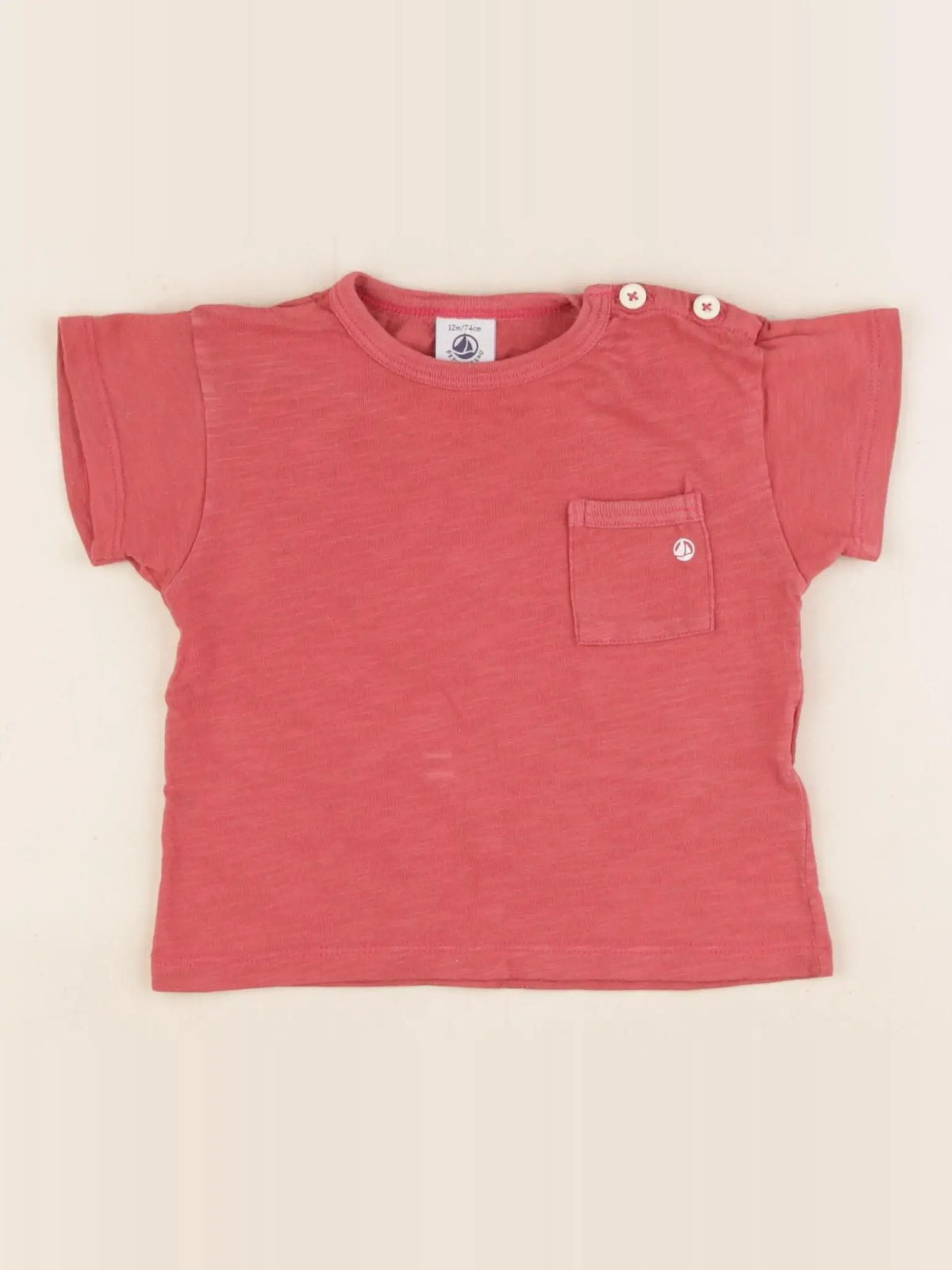 Petit Bateau - tee-shirt rouge - 12 mois